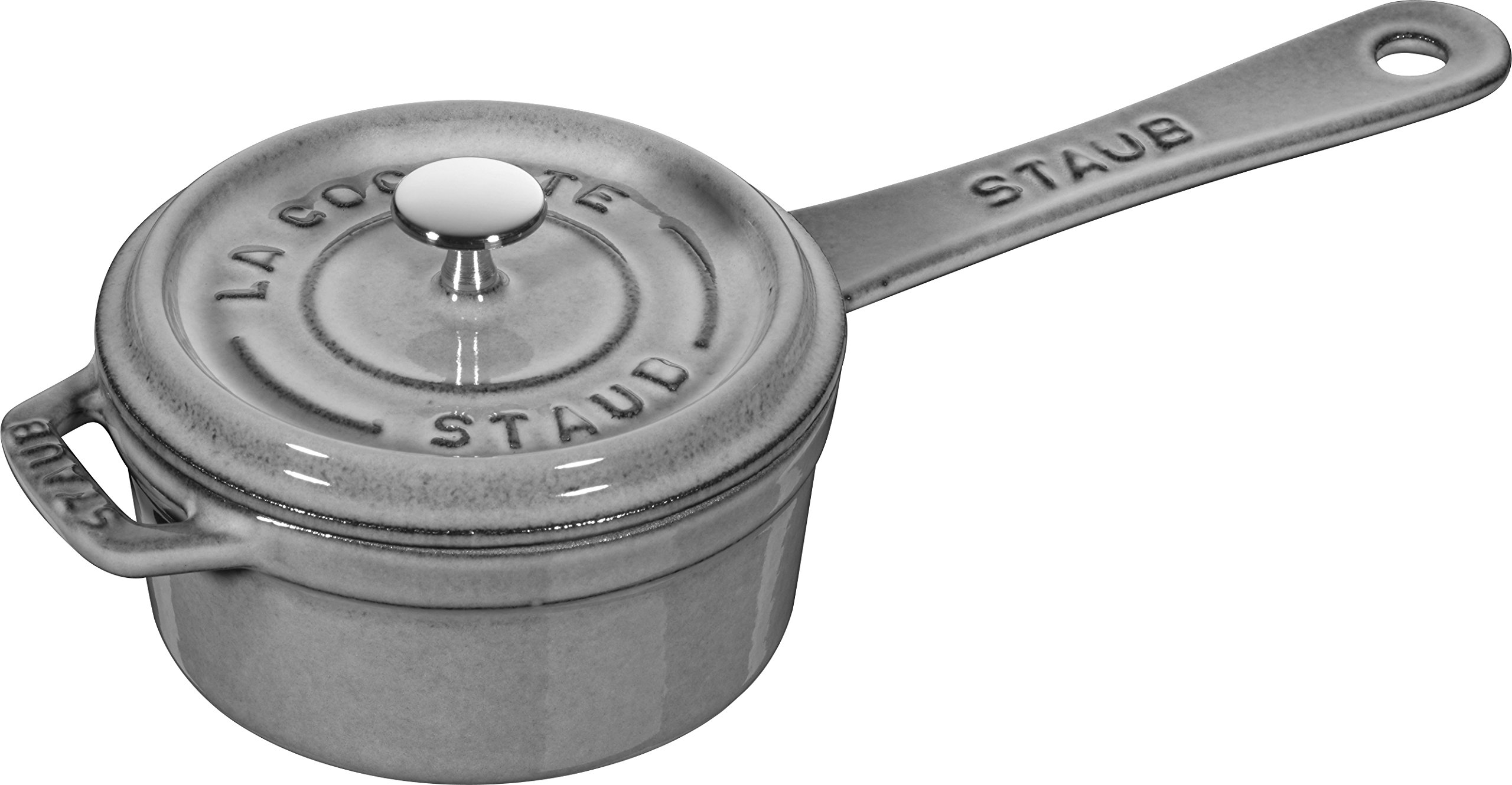 Staub 1241018 Mini Cast Iron Saucepan 10cm Graphite Grey - Perfect for Simmering Sauces, Melting Butter & Single-Serve Dishes