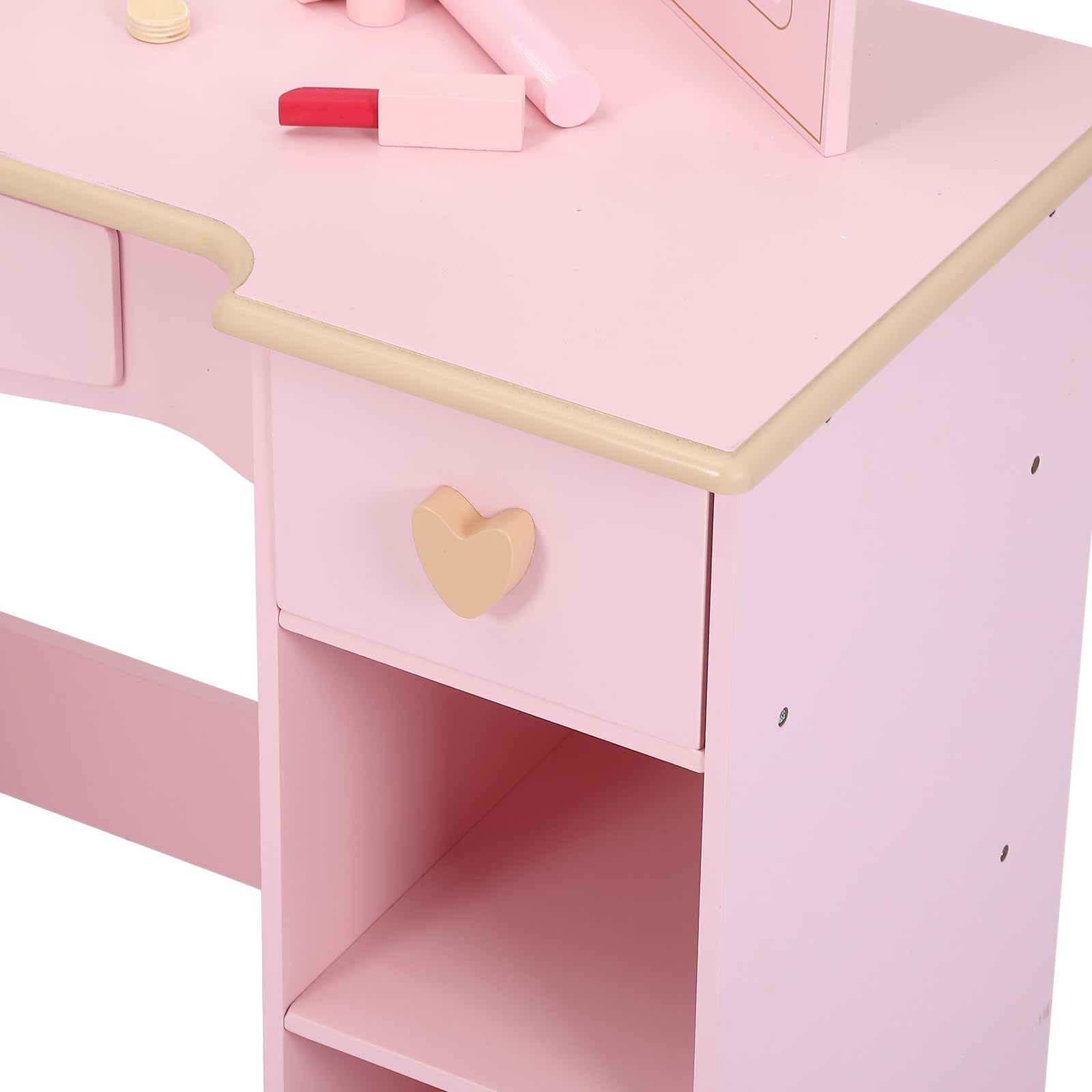 Princess Vanity Set for Girls Ages 4-9 - Kids Makeup Dressing Table with Mirror, Chair, Drawers & Stool - Pretend Play Toy for Birthday Gifts & Bedroom Decor (Pink/White) - Perfect for Pretend Play, Birthday Parties & Room Decoration