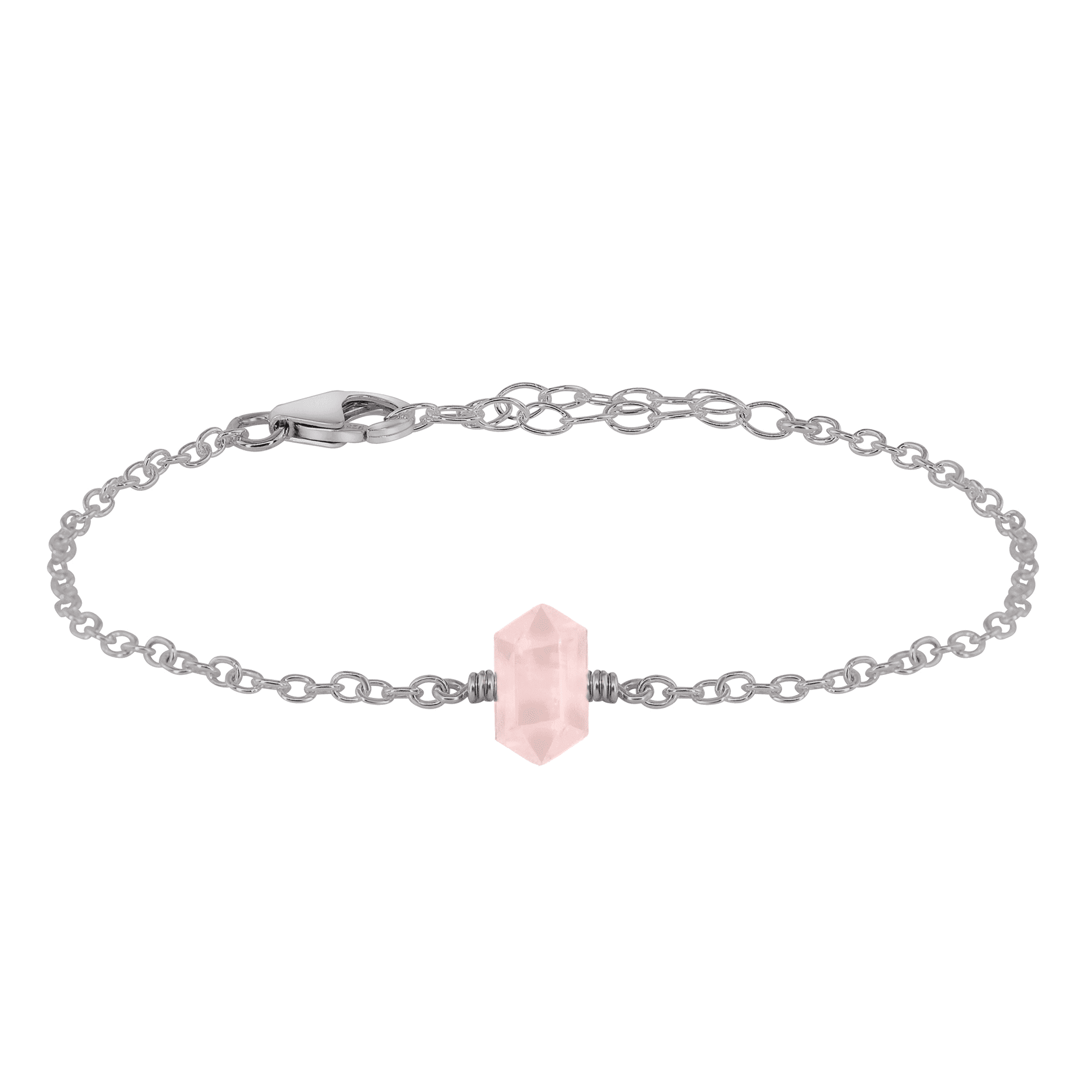 Rose Quartz Double Terminated Mini Crystal Point Bracelet - Healing Stone Jewelry for Women, Natural Gemstone Bracelet for Stress Relief & Positive Energy - Perfect for Meditation, Yoga & Spiritual Gifts