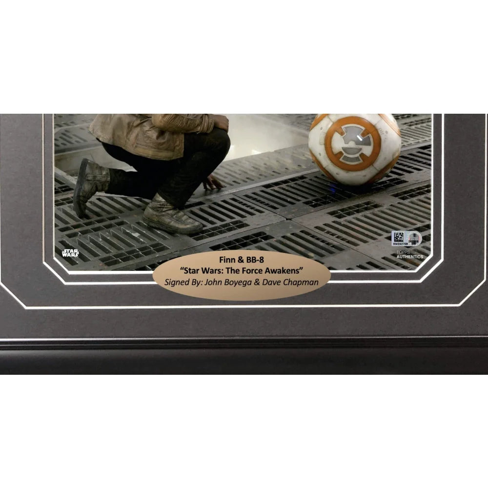 John Boyega & Dave Chapman Autographed Star Wars 8x10 Photo - Framed Finn & BB-8 Collectible with Topps COA - Perfect for Star Wars Fans, Movie Memorabilia Collections & Home Theater Decor