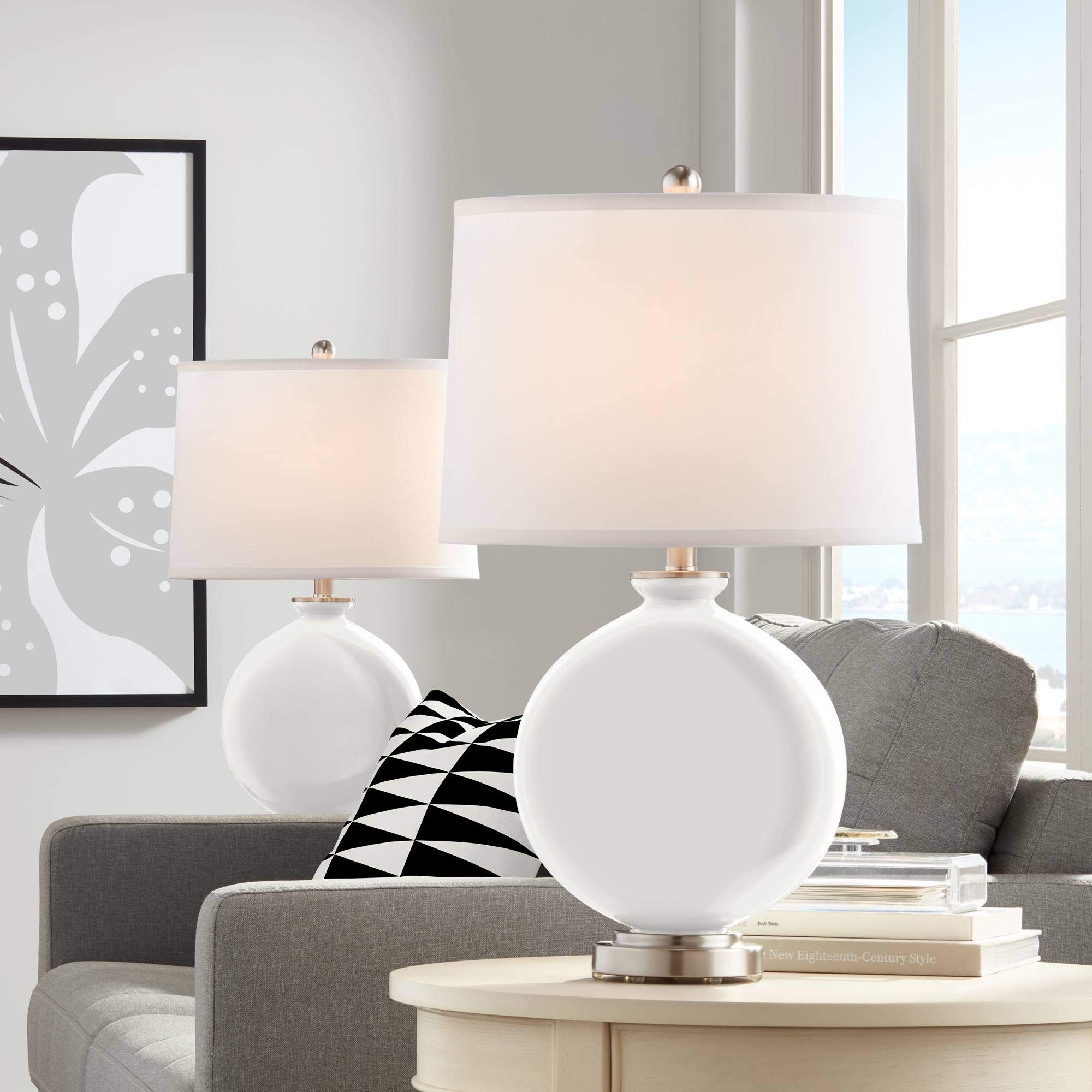 Modern Winter White Table Lamps Set of 2 - 26.5