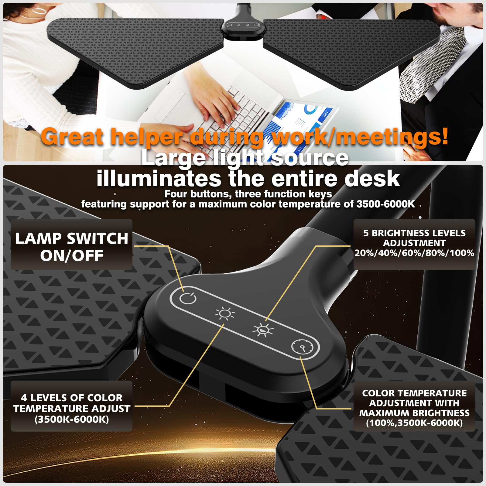 LED Desk Lamp for Home Office - Super Bright Adjustable Clamp Light with 360° Swivel, Eye Protection & Screen Monitor Light | Perfect for Work, Study, Reading & Computer Use