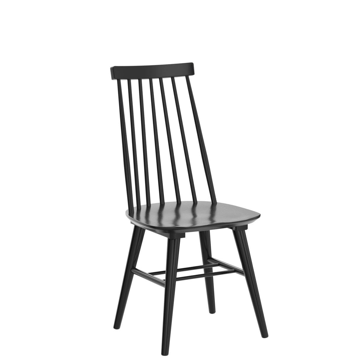 DUHOME 2-Piece Wooden Dining Chairs Set - Windsor Style Slat Back Kitchen Chairs for Dining Room, Black - Perfect for Farmhouse & Modern Home Decor