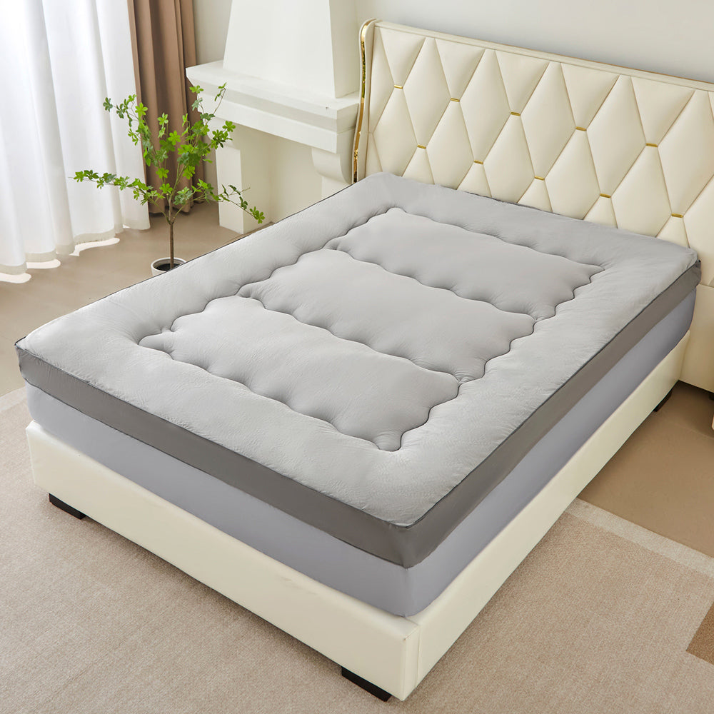 MAXYOYO Extra Thick Cooling Mattress Topper - 8-21 Inch Deep Pocket Queen Size - Breathable Grey Memory Foam Bed Topper for Hot Sleepers - Perfect for Summer Nights & Guest Rooms