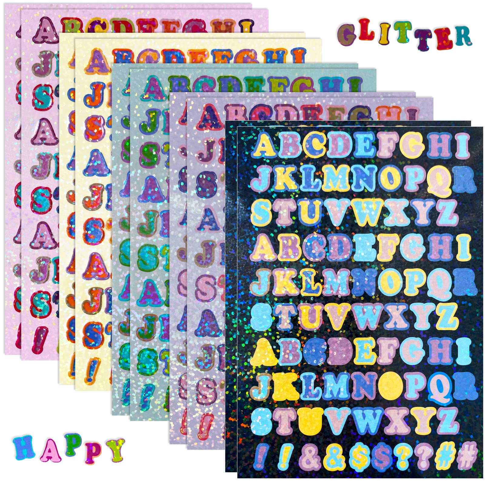 880-Piece Colorful Alphabet Letter Stickers - 10 Self-Adhesive Sheets for DIY Crafts, Scrapbooking, Home Decor, School & Office Projects - Perfect for Bullet Journals, Gift Wrapping & Classroom Activities