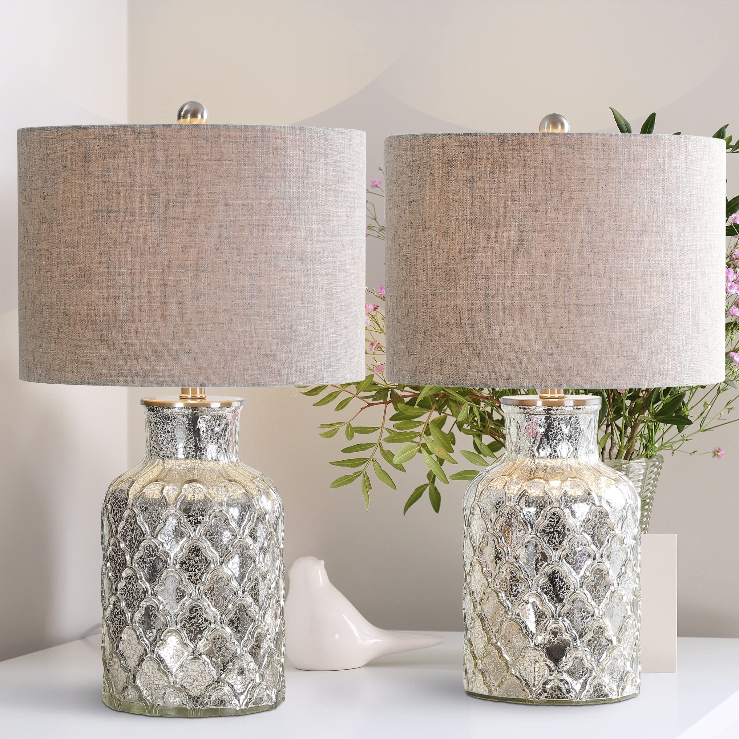 JONATHAN Y JYL1075A-SET2 Set of 2 Modern LED Glass Table Lamps - 24.5