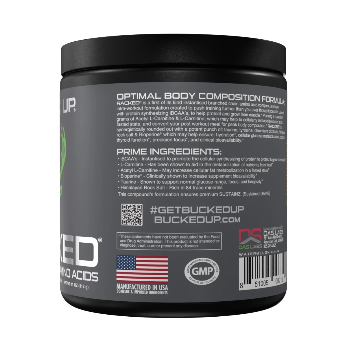 Bucked Up Racked 312g Pre-Workout Supplement - Energy & Muscle Builder for Men & Women | Gym, Fitness, Bodybuilding, Endurance Training