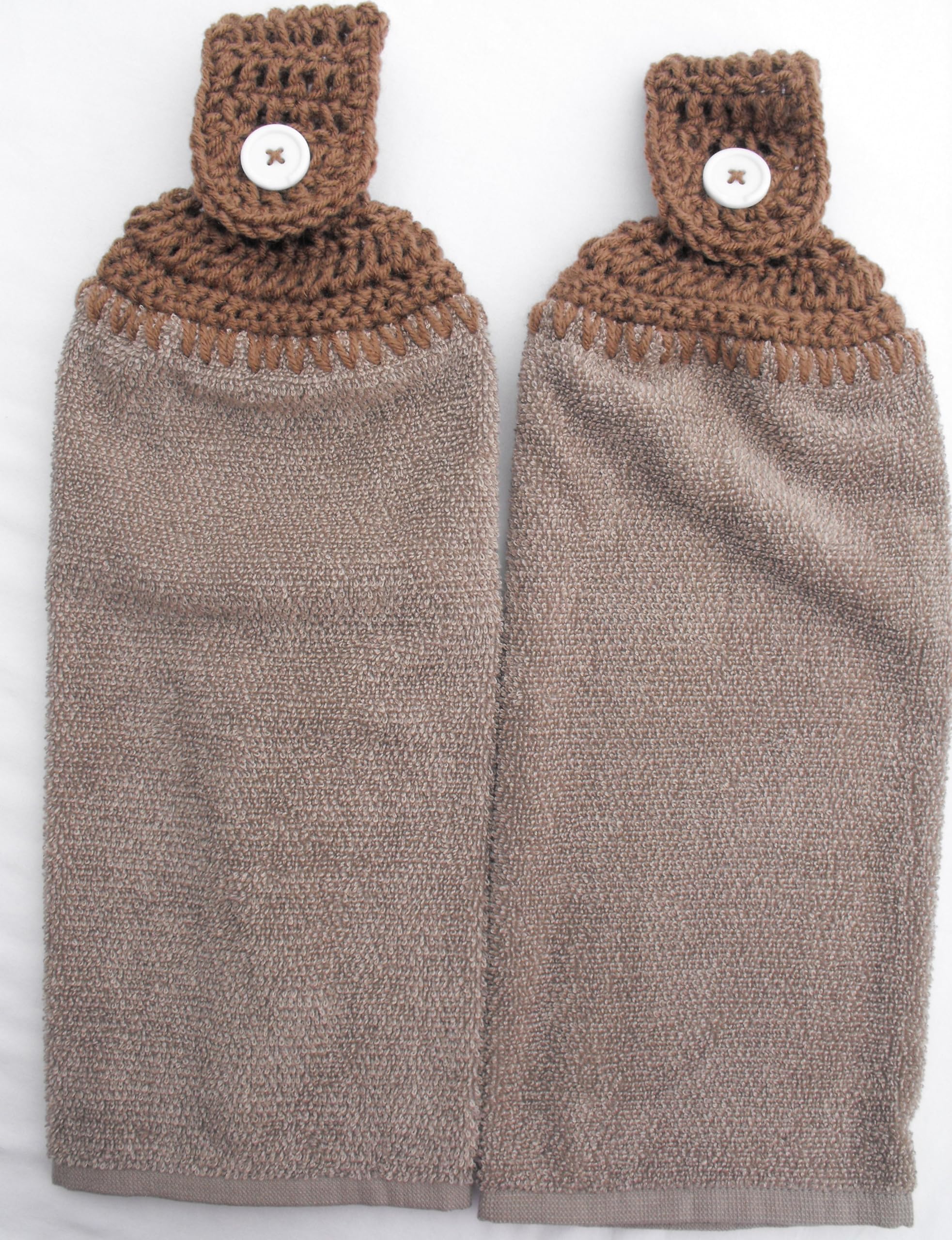 Premium Terry Cloth Kitchen Towels - Solid & Plaid Cotton Towels with Crochet Hanging Loop - Absorbent Dish Towels for Kitchen, Bathroom & Cleaning - Tan & Multi-Color Options