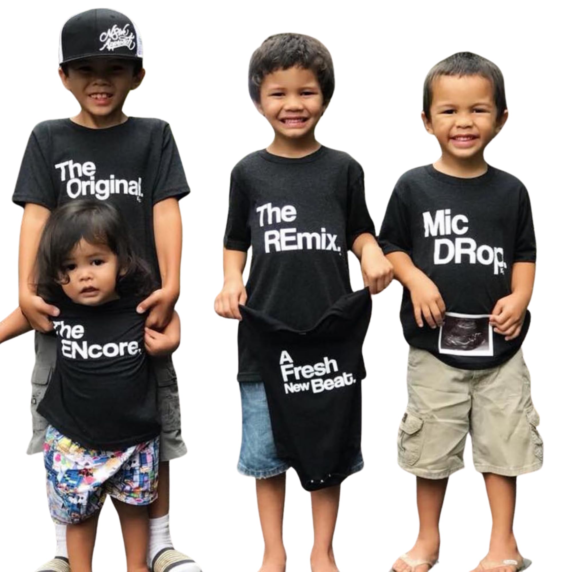 Pregnancy Announcement Shirts for Siblings - Big Brother & Big Sister Reveal T-Shirt Set of 5 for Baby & Toddler - Perfect for Gender Reveal Parties & Family Photo Shoots