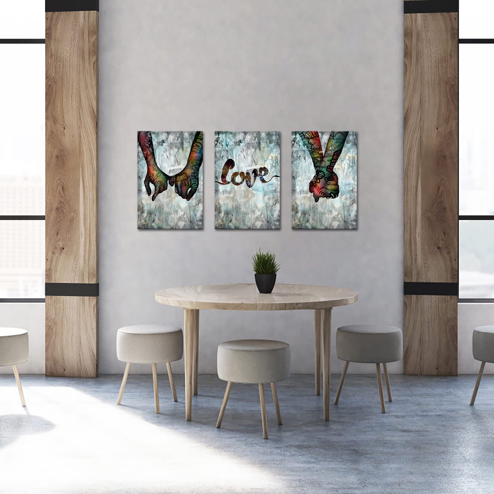 Love Hand in Hand Pop Art Canvas - Romantic Couple Wall Decor for Bedroom & Living Room