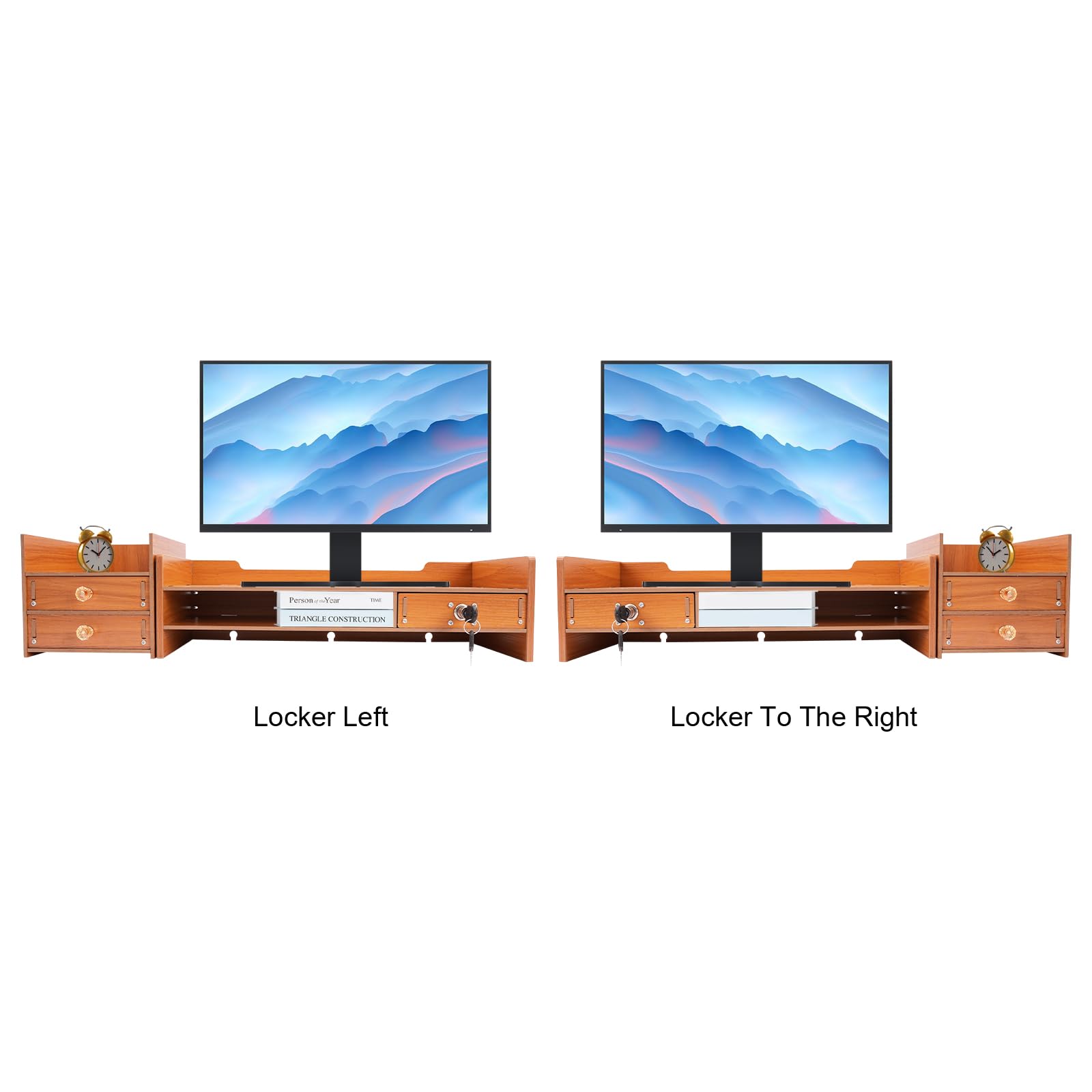 Adjustable Wood Monitor Stand Riser with Storage Drawer - Desktop Organizer for Computer, Laptop, Printer & Phone - Perfect for Home Office & Workspace Organization