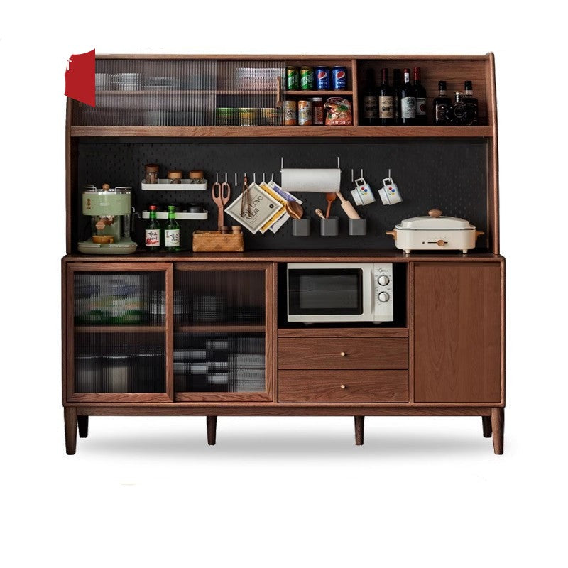 Solid Oak Wood Sideboard Buffet Cabinet - Multi-Functional Storage for Dining Room, Living Room & Entryway - Rustic Farmhouse Style Furniture for Home Decor