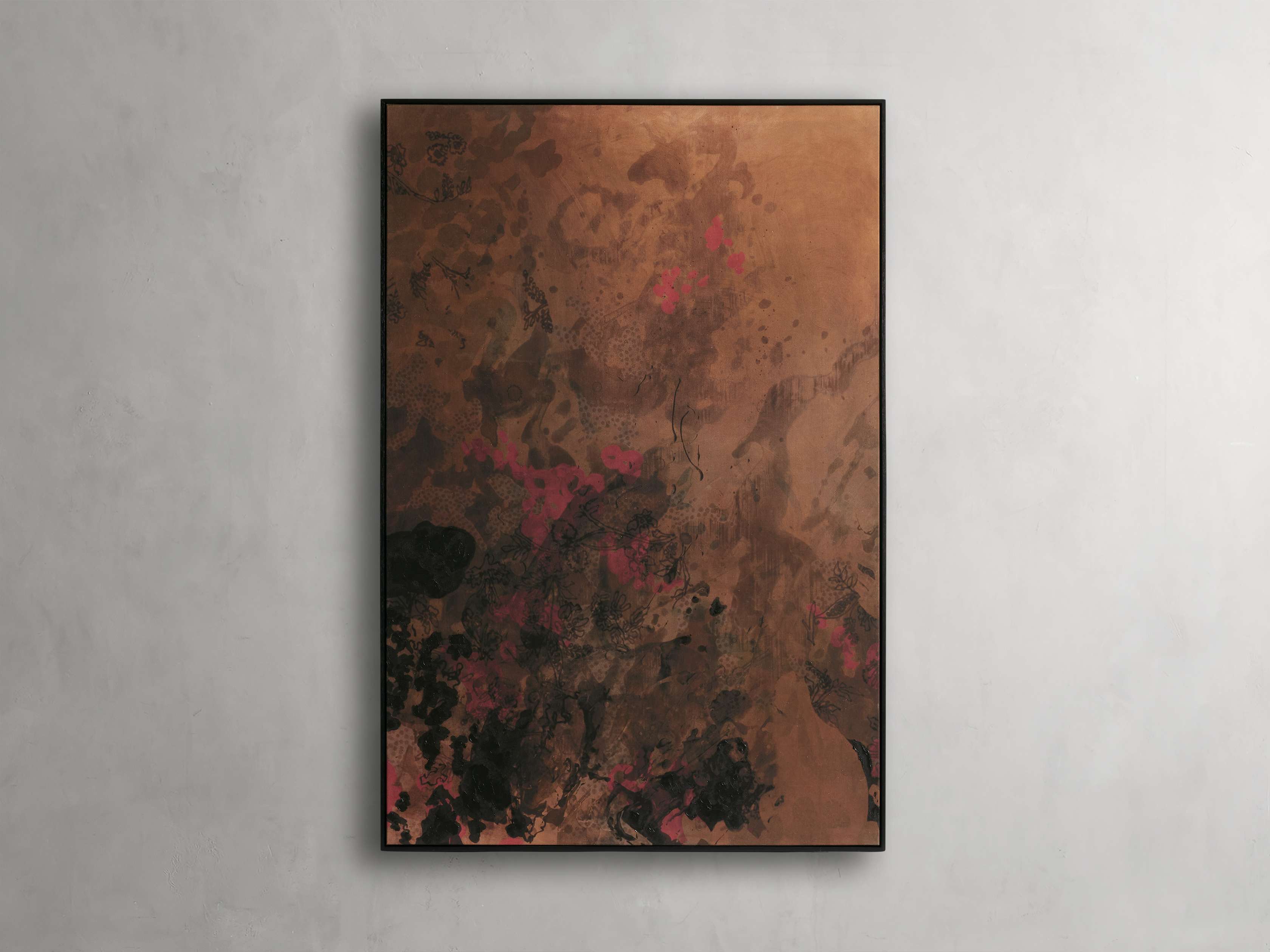 Botanical Shadows II Framed Wall Art Print - Vintage Floral Decor for Living Room, Bedroom & Office