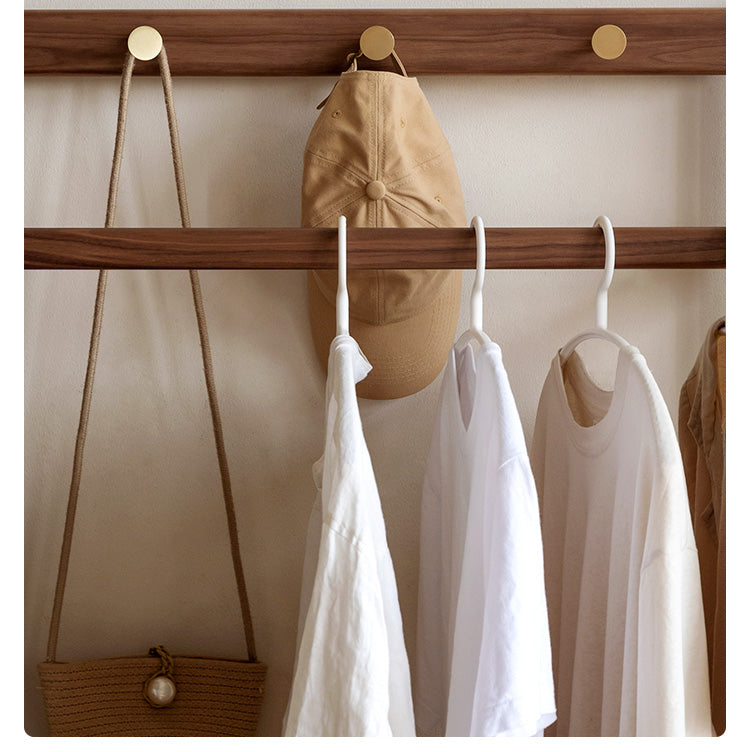 Premium Black Walnut & Oak Solid Wood Floor-to-Ceiling Clothes Storage Rack - Heavy-Duty Garment Organizer for Bedroom, Closet, or Entryway
