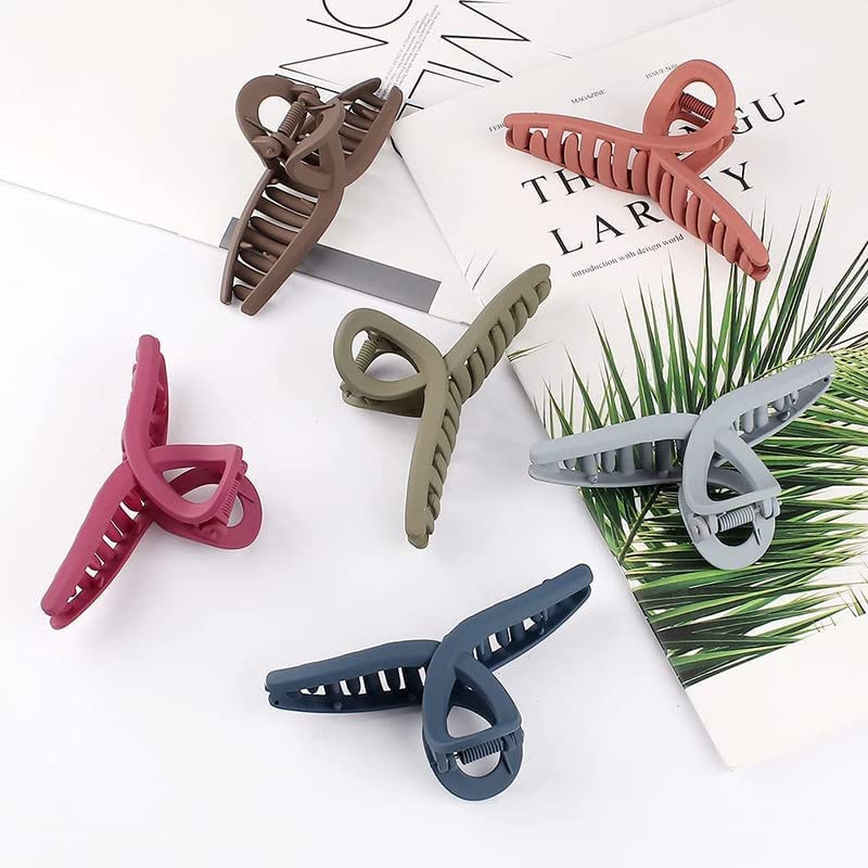 RUBELA Matte Hair Claw Clips for Women - Strong Hold Non-Slip Plastic Hair Clips for Thin to Medium Hair - Perfect for Work, Gym, and Everyday Styling
