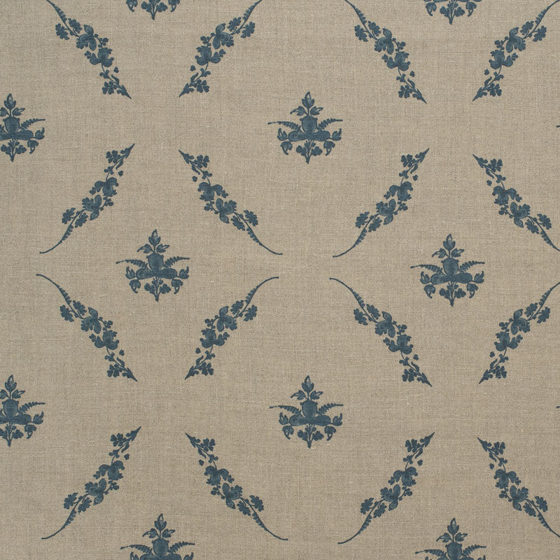 Trifolium Wreath Linen Table Runner - Midnight Blue on Natural Linen - Perfect for Farmhouse Dining Tables, Rustic Weddings & Boho Home Decor