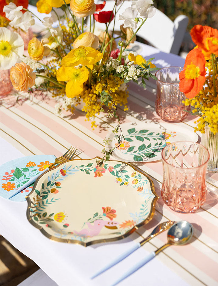 Easter Egg Die-Cut Salad Plates - Set of 8 | Folklore-Inspired Party Dinnerware for Easter Brunch & Spring Celebrations