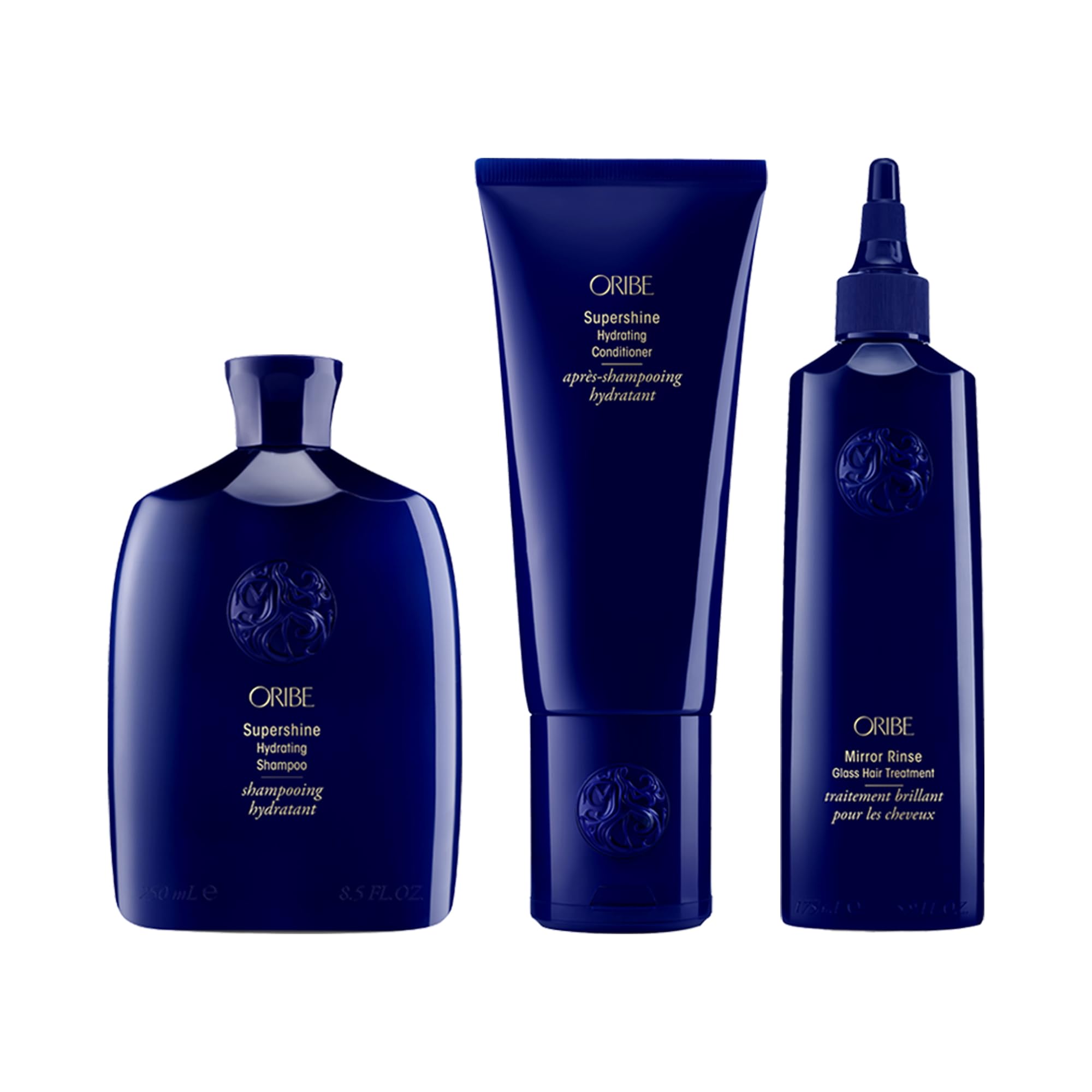 ORIBE Supershine Shampoo & Conditioner Set with Mirror Rinse - Luxury Hair Care Bundle for Shiny, Healthy Hair - Perfect for Salons, Gifting & Home Use