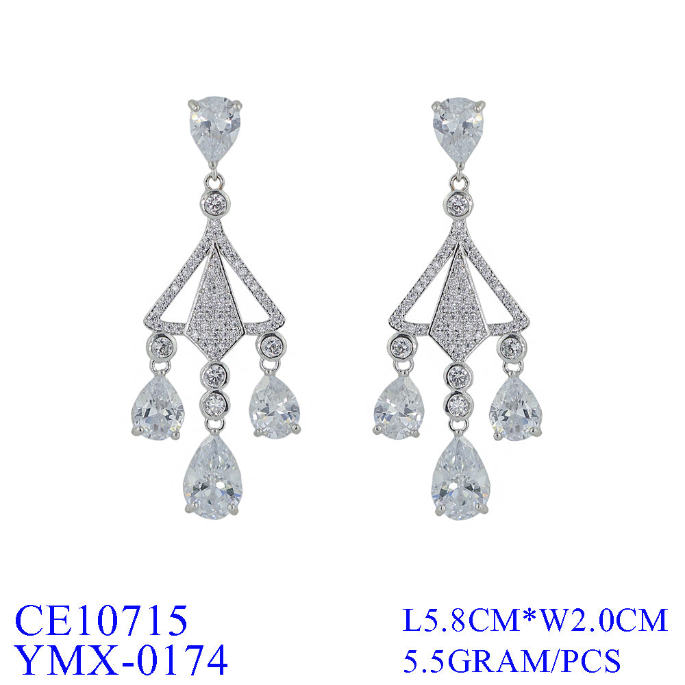 Elegant Cubic Zirconia Dangle Earrings for Women - CE10715 | Perfect for Parties, Weddings & Evening Events
