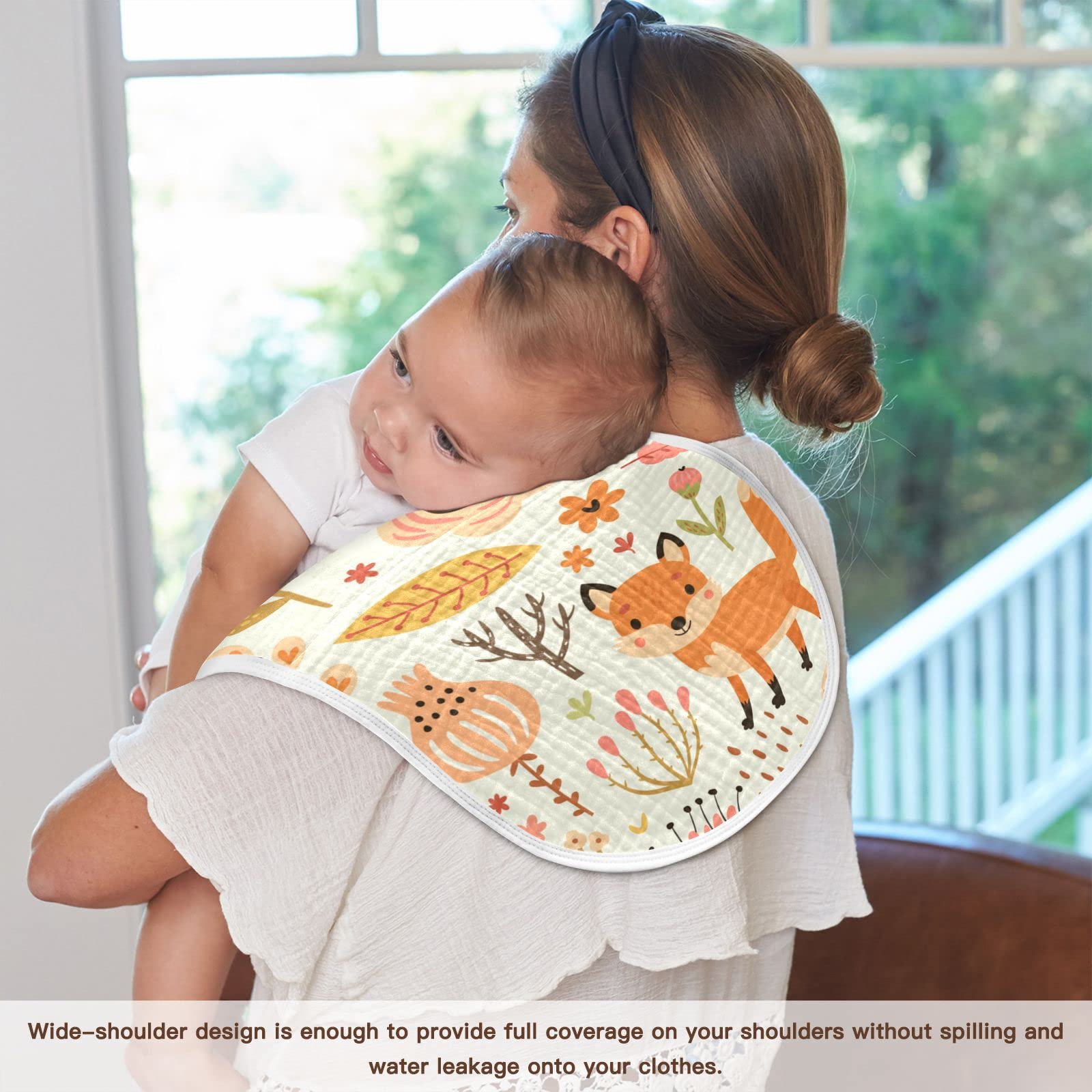 Kigai Fox and The Flower Muslin Baby Burp Cloths - Ultra Soft & Absorbent Cotton Muslin Burp Cloths Set of 2 (11x22 Inch) | Newborn Washcloths, Face Towels & Bibs for Boys & Girls | Perfect for Feeding, Burping & Gentle Skin Care
