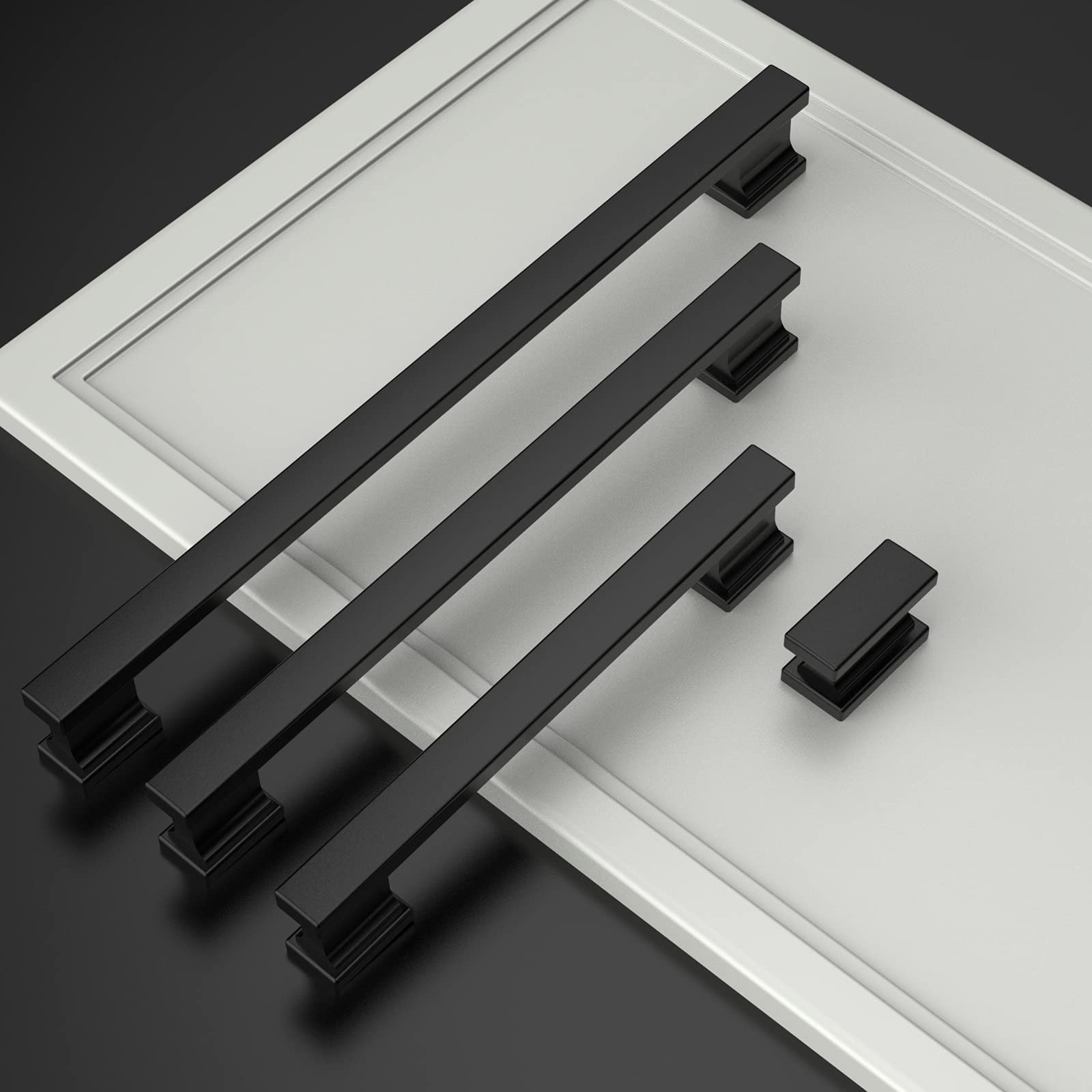 Amerdeco 20 Pack Matte Black Cabinet Pulls 5 Inch (128mm) Hole Centers - Modern Kitchen Cabinet Handles & Drawer Pulls for Cabinets, Cupboards, Dressers & Furniture Hardware - Perfect for Home Renovation & DIY Projects
