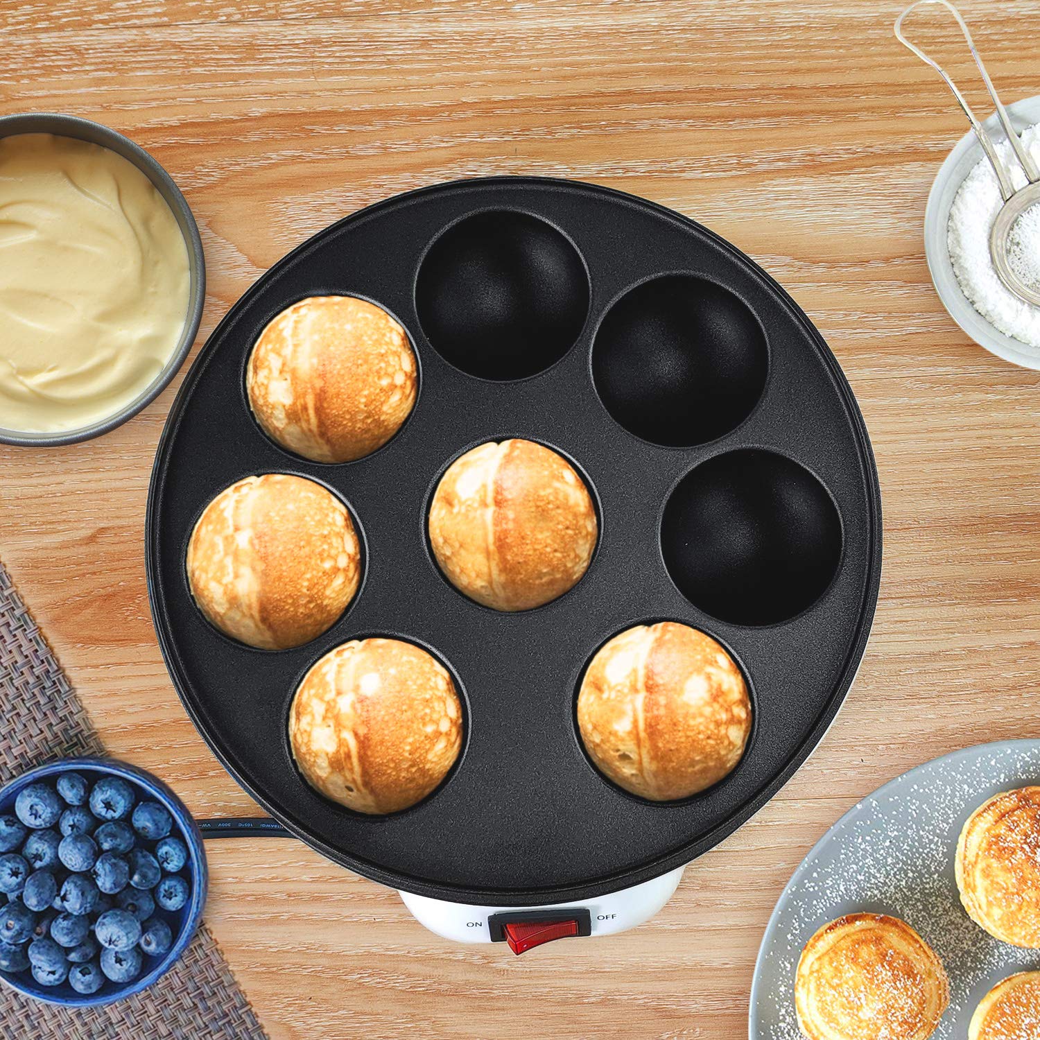 Electric Japanese Takoyaki Octopus Ball Pan - 8-Ball Nonstick Cake Pops Maker for Desserts, Danish Aebleskiver & Ebelskiver - Perfect for Home Cooking, Party Snacks & Street Food Style Treats