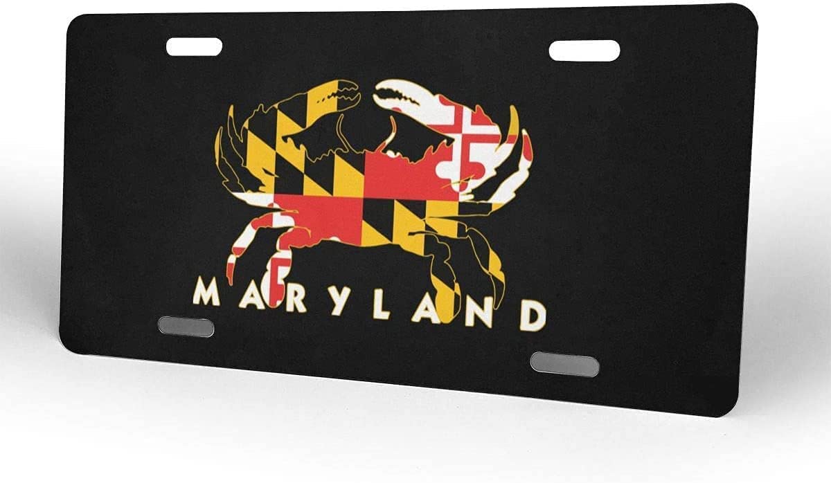 Maryland Crab Flag 3D Custom Aluminum License Plate - 6x12 Inch Novelty Vanity Tag with 4 Holes - Perfect for Cars, Trucks, Boats & Gifts for Crab Lovers