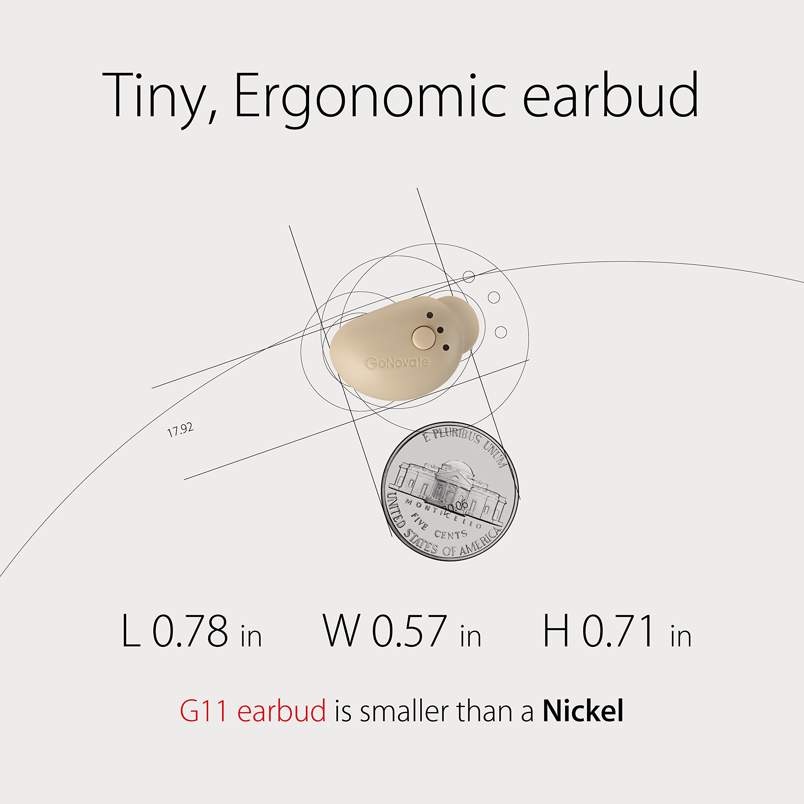 G11 Bluetooth Earpiece - Wireless Mini Invisible Earbuds with 6-Hour Playtime, Magnetic USB Charger & Built-in Mic - Smallest Single Ear Headset for Samsung Galaxy (Beige) - Perfect for Driving, Workouts & Hands-Free Calls