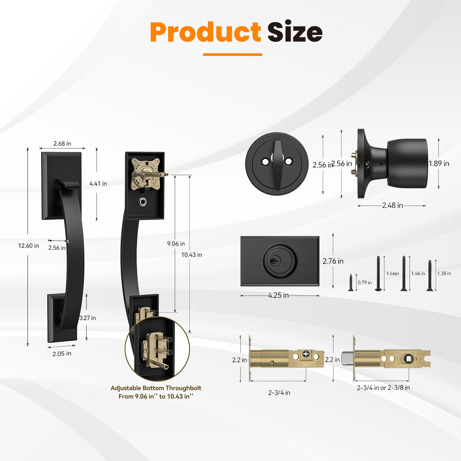 Matte Black Front Door Handle & Deadbolt Set - Reversible for All Doors - Secure Entry & Stylish Home Upgrade