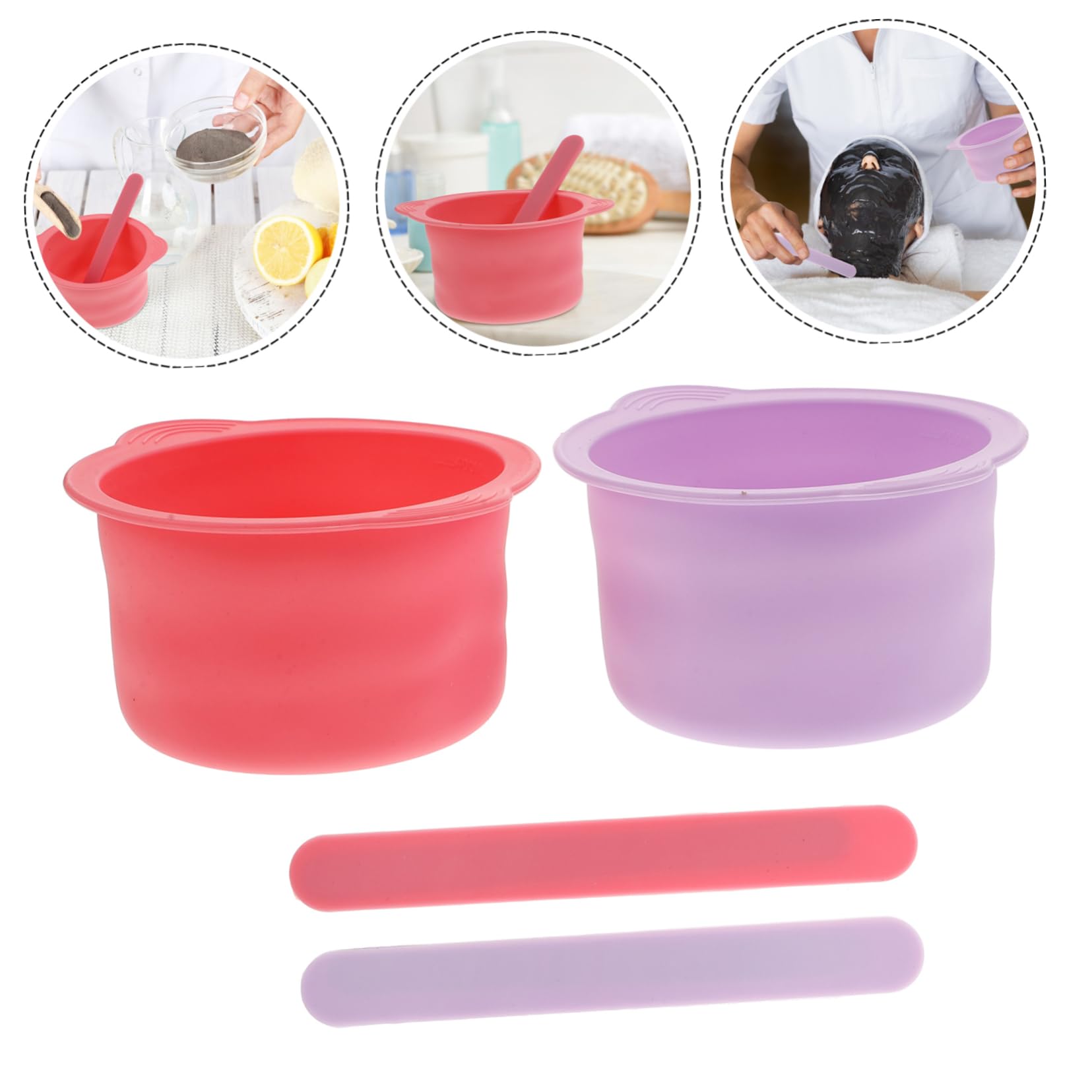 FOMIYES 4-Pack Silicone Wax Pot Liners & Spatulas Set - Reusable Wax Warmer Bowls for Hair Removal - Perfect for Home Waxing, Salon Use, and DIY Beauty Treatments (For Men & Women)