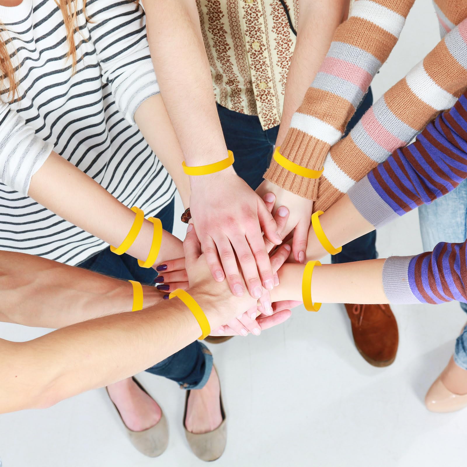 60 Pack Yellow Rubber Bracelets - Unisex Sports Wristbands for Teams, Parties & Fashion Accessories - Perfect for Team Events, Fundraisers, and Wrist Decorations