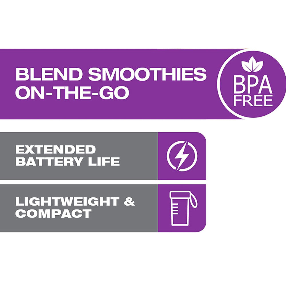 SALTON BL2045RD Portable Personal Blender - 350W Powerful Smoothie Maker for Shakes, Juices & Protein Drinks - Compact Travel Blender for Home, Office & Gym - BPA-Free Tritan Cup - Easy Clean - Blue