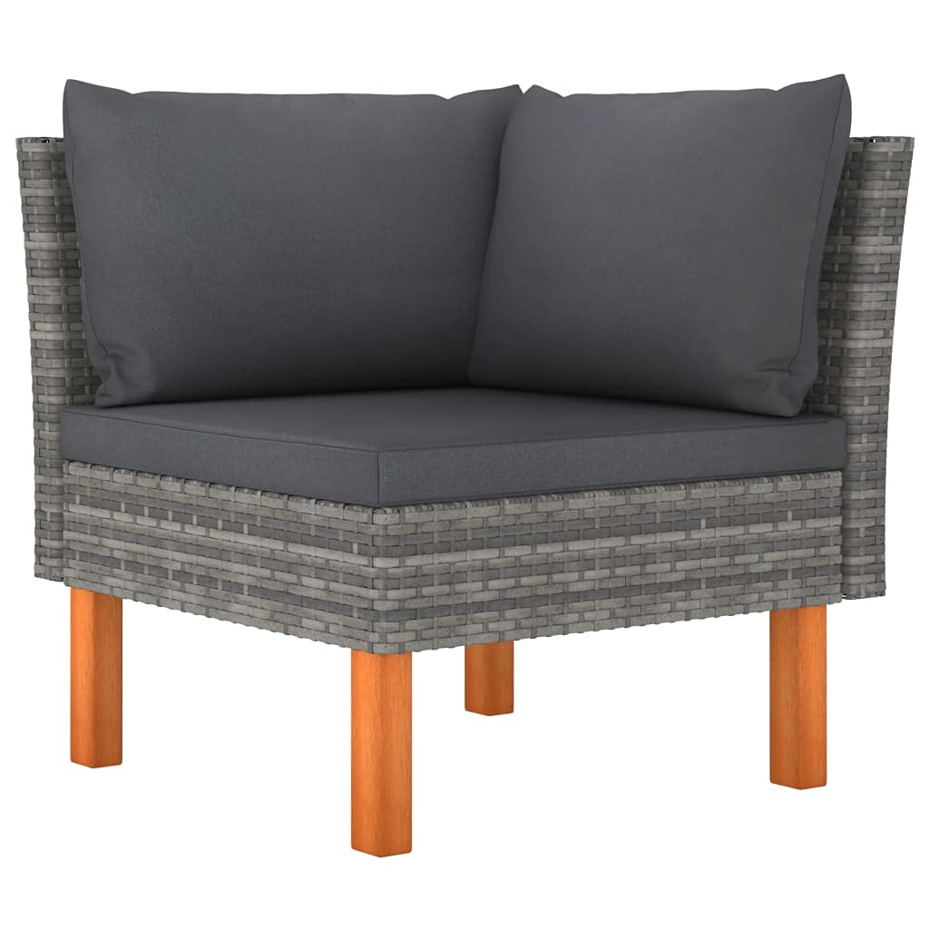 Outdoor Patio Sofa Set with Cushions - Modern Farmhouse Style Gray Poly Rattan Corner Sectional Sofa for Porch, Backyard, Balcony | Perfect for Relaxing, Entertaining & Outdoor Lounging