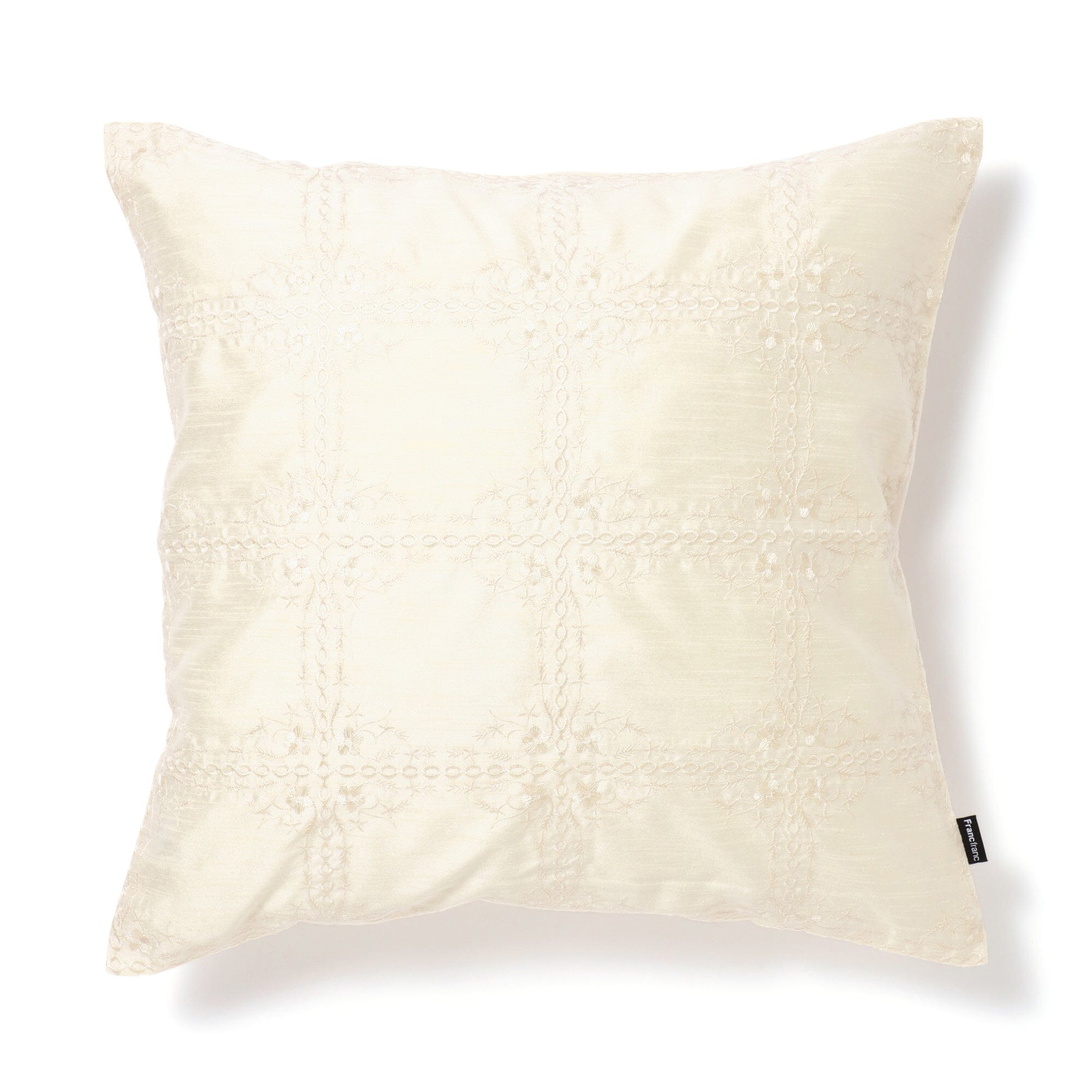 EMB Ornament Cushion Cover 18x18 Inches White - Decorative Pillow Case for Sofa, Bedroom, and Living Room Decor