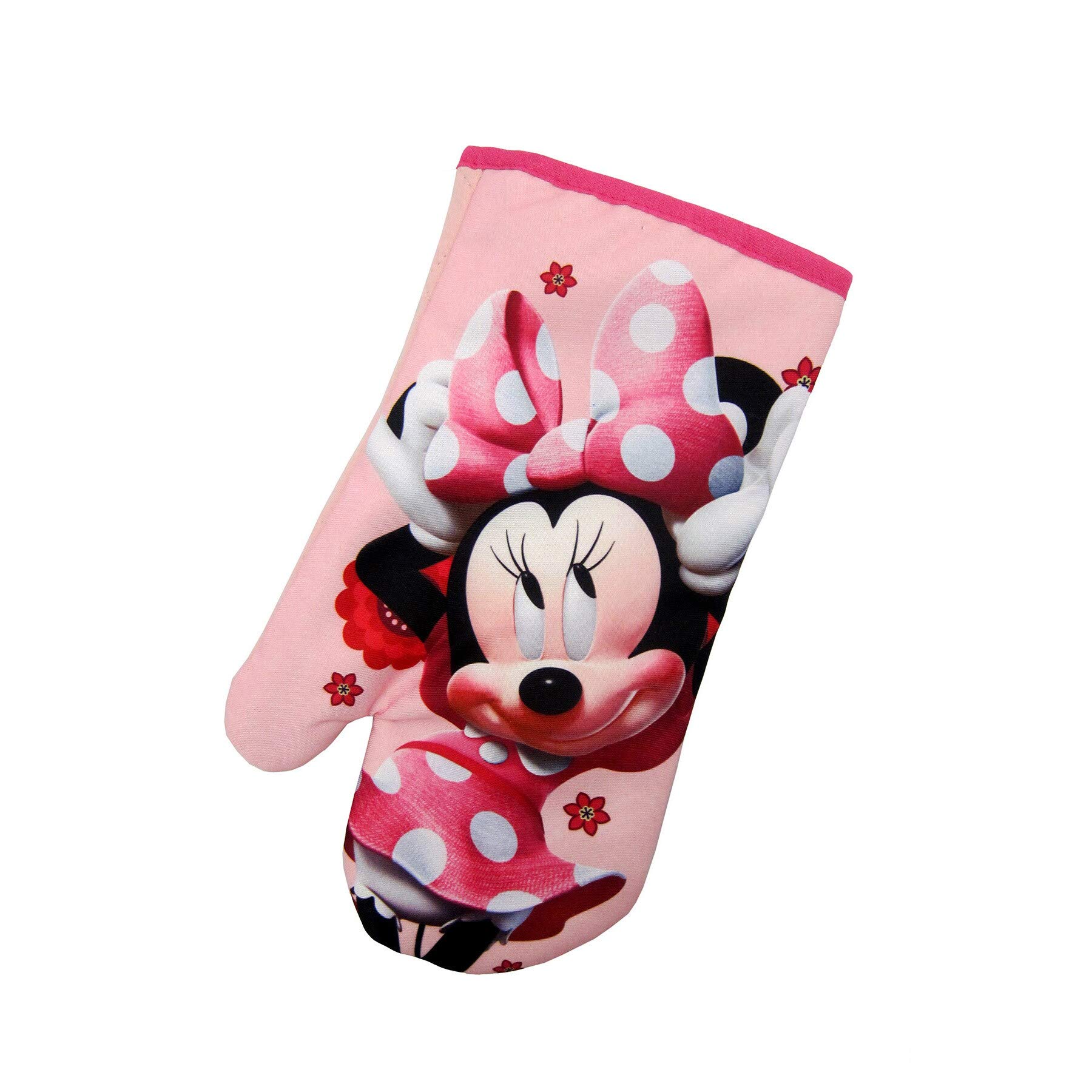Disney Junior Minnie Mouse Pink Oven Mitt - 100% Polyester Heat Resistant Kitchen Glove for Baking, Cooking & Grilling - Perfect Gift for Kids & Disney Fans