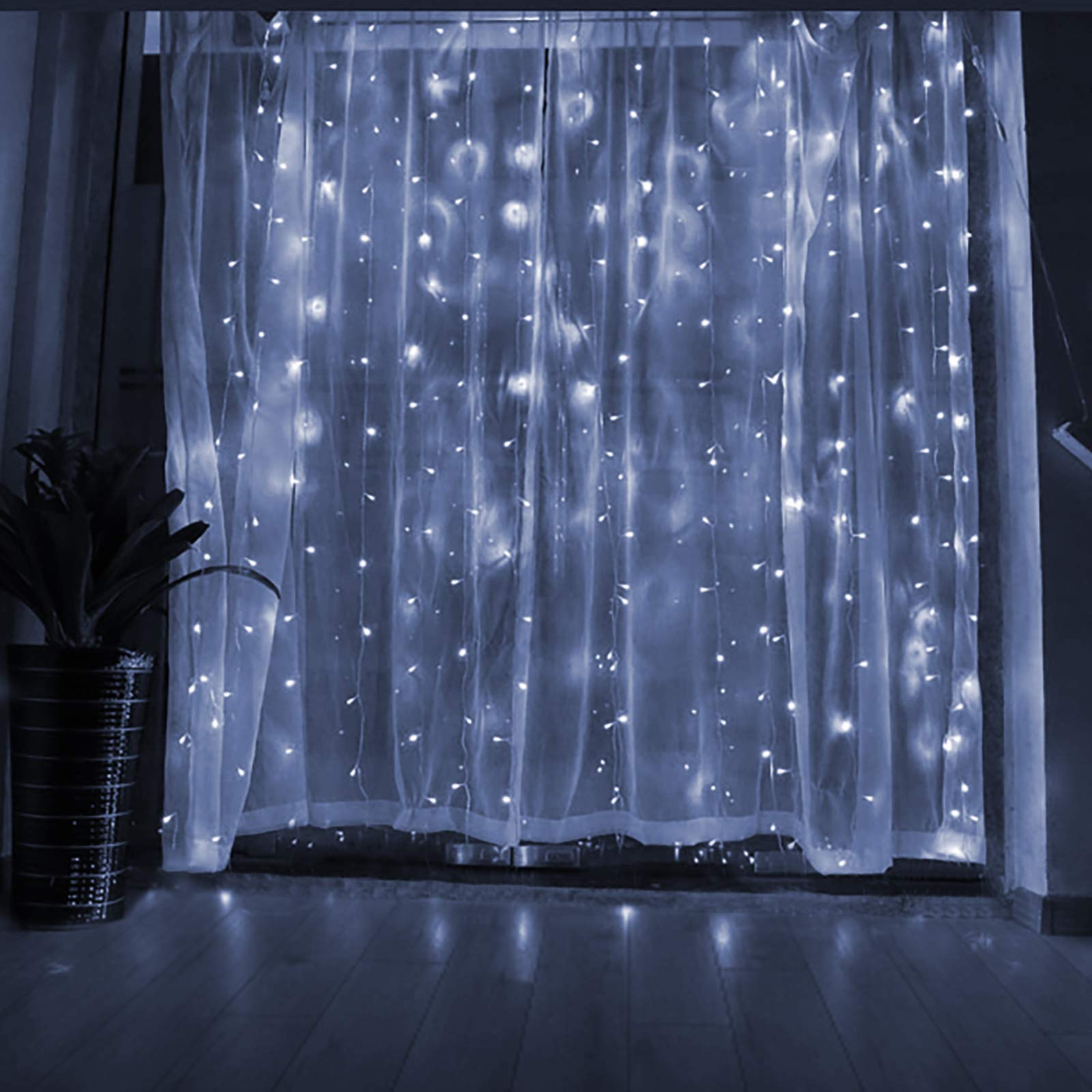 Wilgro 200 LED Curtain String Lights - 8 Lighting Modes Fairy Lights for Bedroom, Wedding, Party Decor (6’6” x 6’6”, Cold White) | Indoor & Outdoor Wall Decorations, Perfect for Christmas, Garden, and Patio Lighting