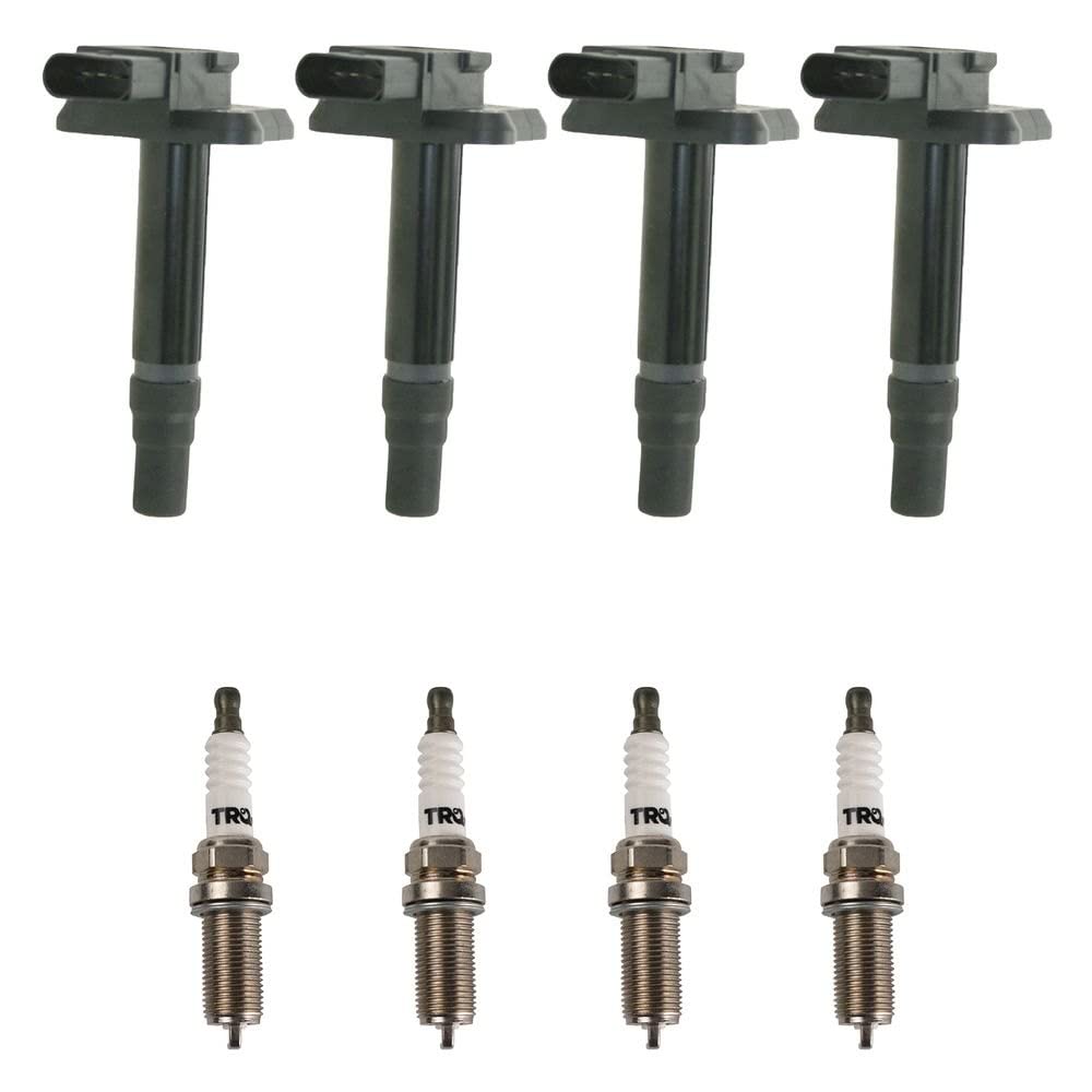 TRQ Ignition Coil & Spark Plug Kit - Compatible with 1997-2000 Audi A4, 2000 A4 Quattro, 2000-2001 TT/TT Quattro, 1999-2001 VW Beetle/Golf/Jetta/Passat - Engine Performance Upgrade for Smoother Acceleration & Better Fuel Efficiency