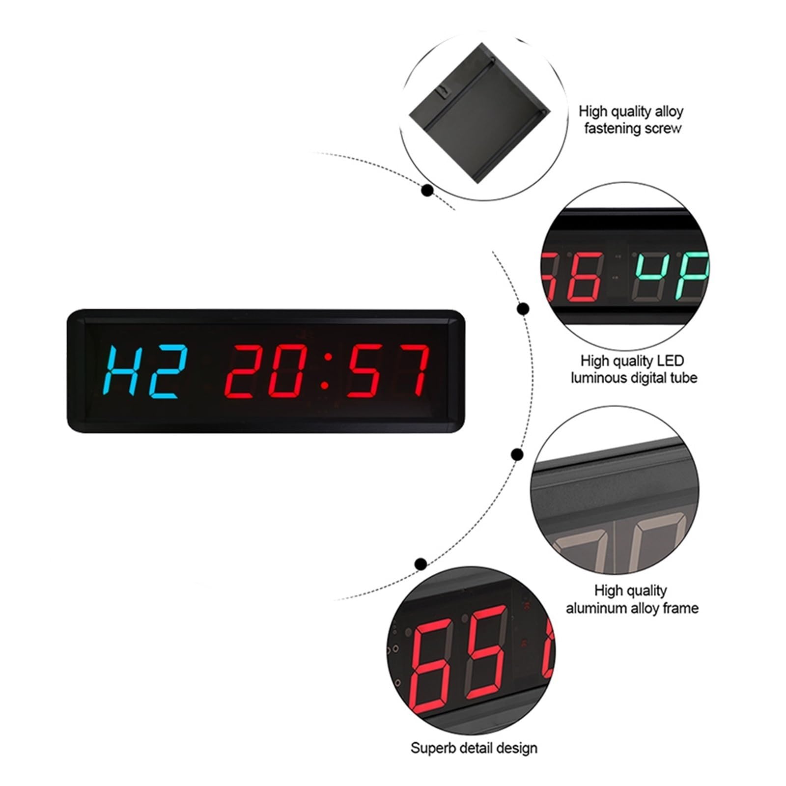 GeRRit 3 Inch Wall Mounted Programmable Countdown Timer - LED Gym Stopwatch Clock with Interval Function (Blue, 2.3 Inch) - Perfect for Workouts, Boxing, HIIT & Home Fitness Training