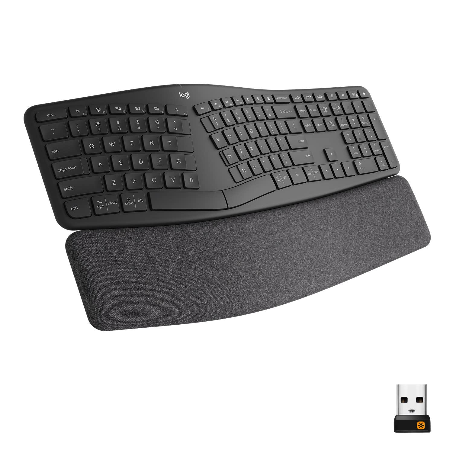Logitech ERGO K860 Wireless Ergonomic Keyboard & Lift Vertical Mouse - Bluetooth/USB Receiver, Quiet Clicks, 4-Button Design (Graphite) - Perfect for Office Work, Programming & Long Typing Sessions