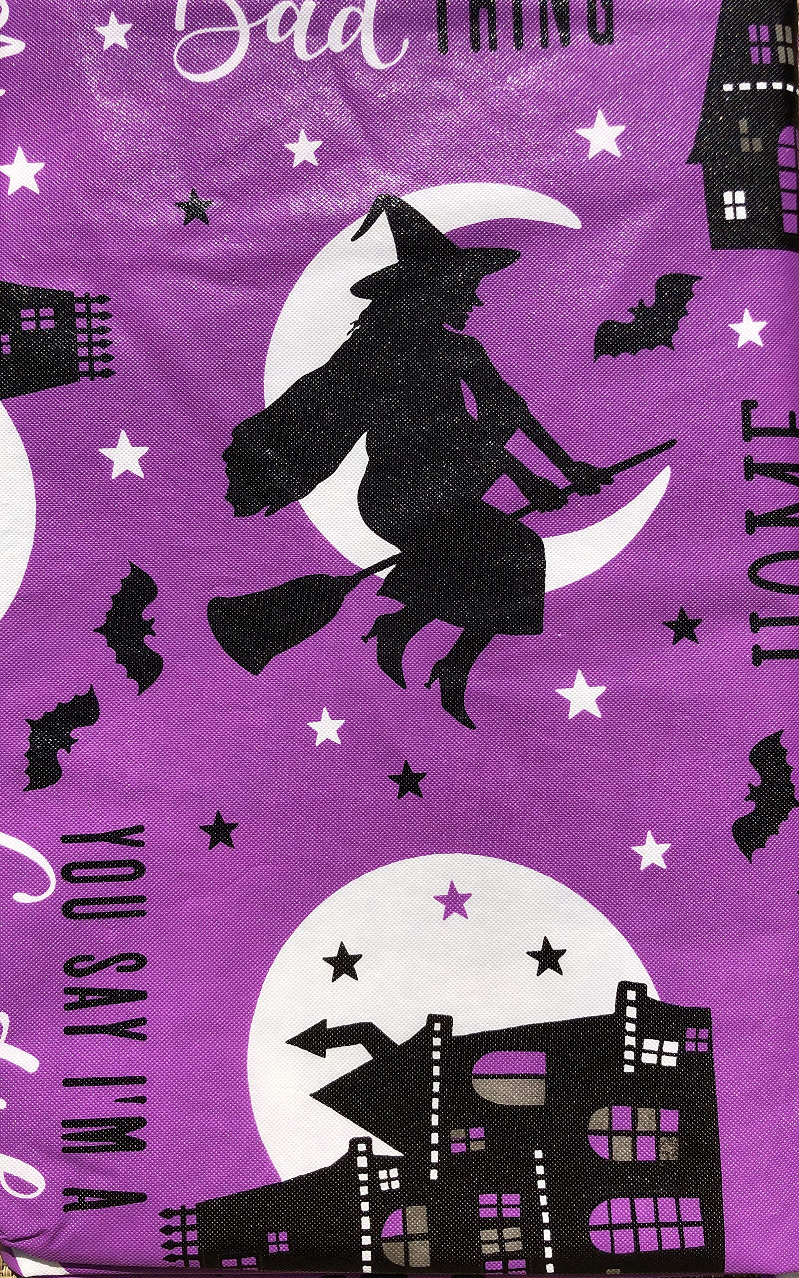 Halloween Witch's Home Sweet Haunted Home Vinyl Flannel Back Tablecloth - 60 Inch Round Halloween Party Decor for Dining Table, Kitchen, and Spooky Decorations