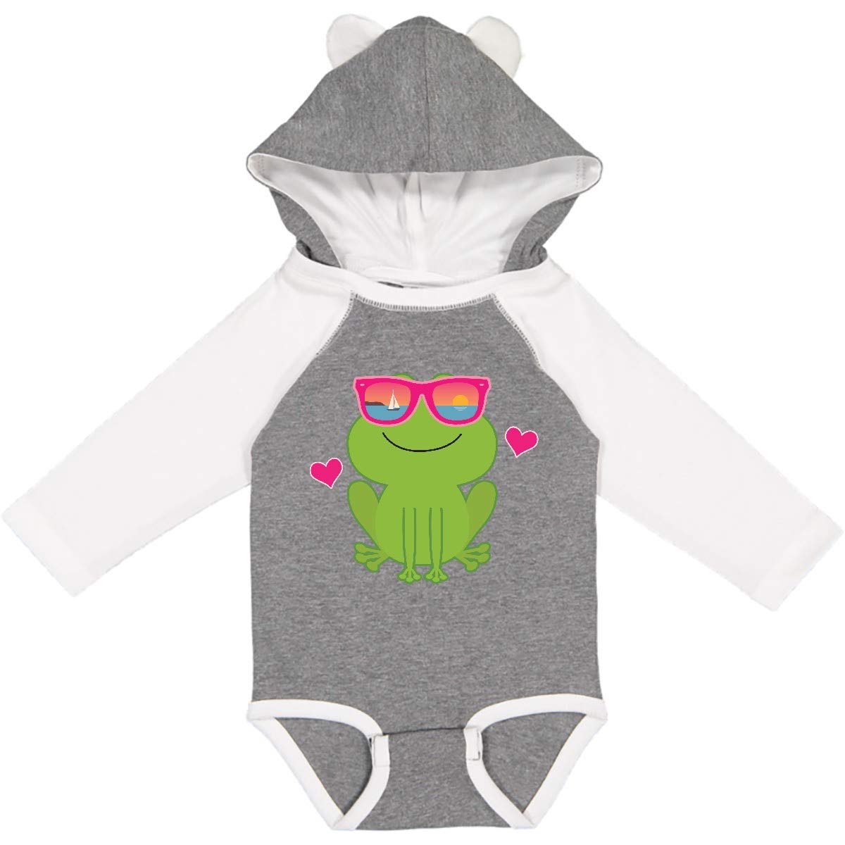 Inktastic Summer Frog Beach Vacation Sunglasses Long Sleeve Baby Bodysuit - Cute Animal Print Outfit for Boys & Girls, Perfect for Beach Trips, Pool Parties & Summer Vacations