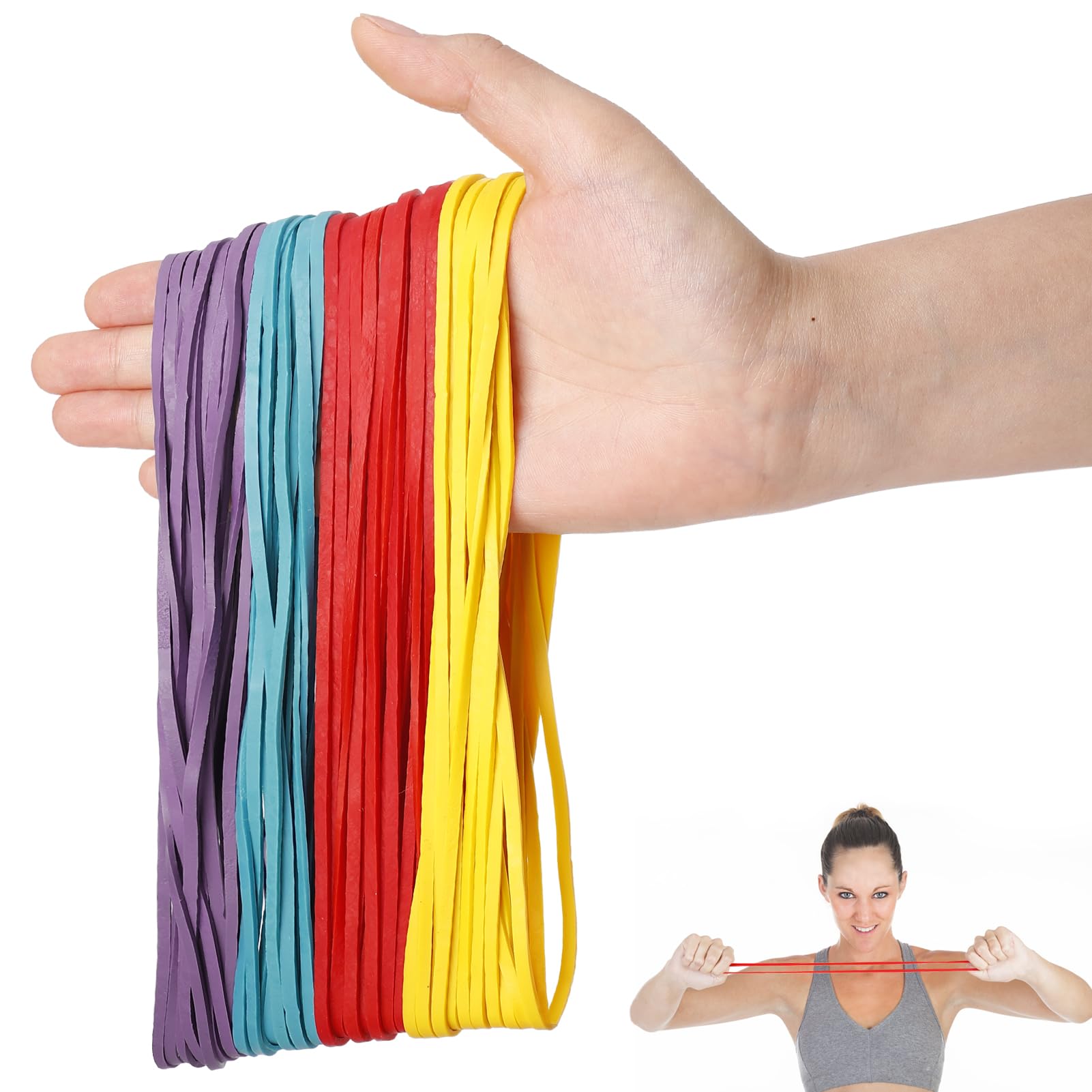 120 Extra Large Heavy-Duty Silicone Rubber Bands (7in Long, 4 Colors) - Thick Elastic Wrapping Bands for Office, Packaging, Notebooks, Files & Garbage Bags - Perfect for Organizing, Bundling & Securing Items at Home or Work