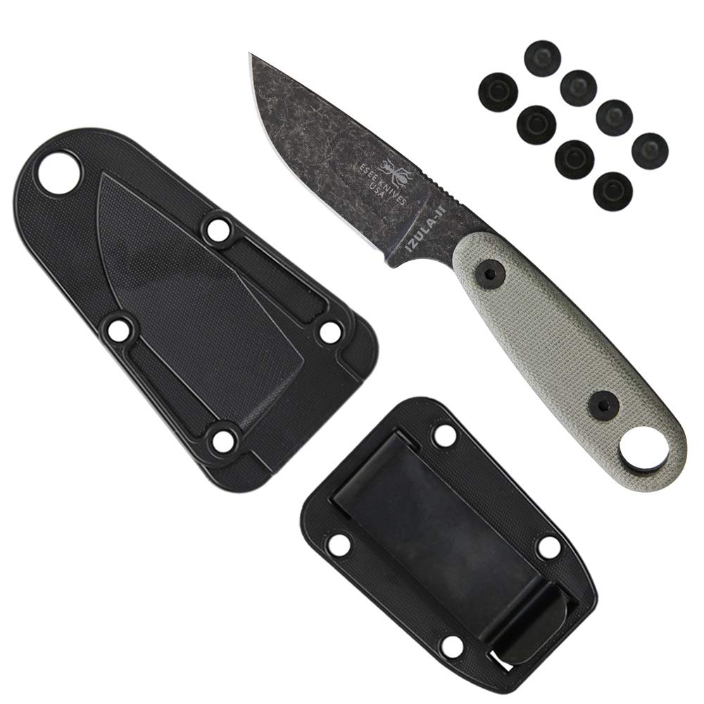 ESEE Izula-II Fixed Blade Knife - Black Oxide Coated with Micarta Handle & Molded Sheath | Survival Knife, Camping, Hunting, Outdoor EDC
