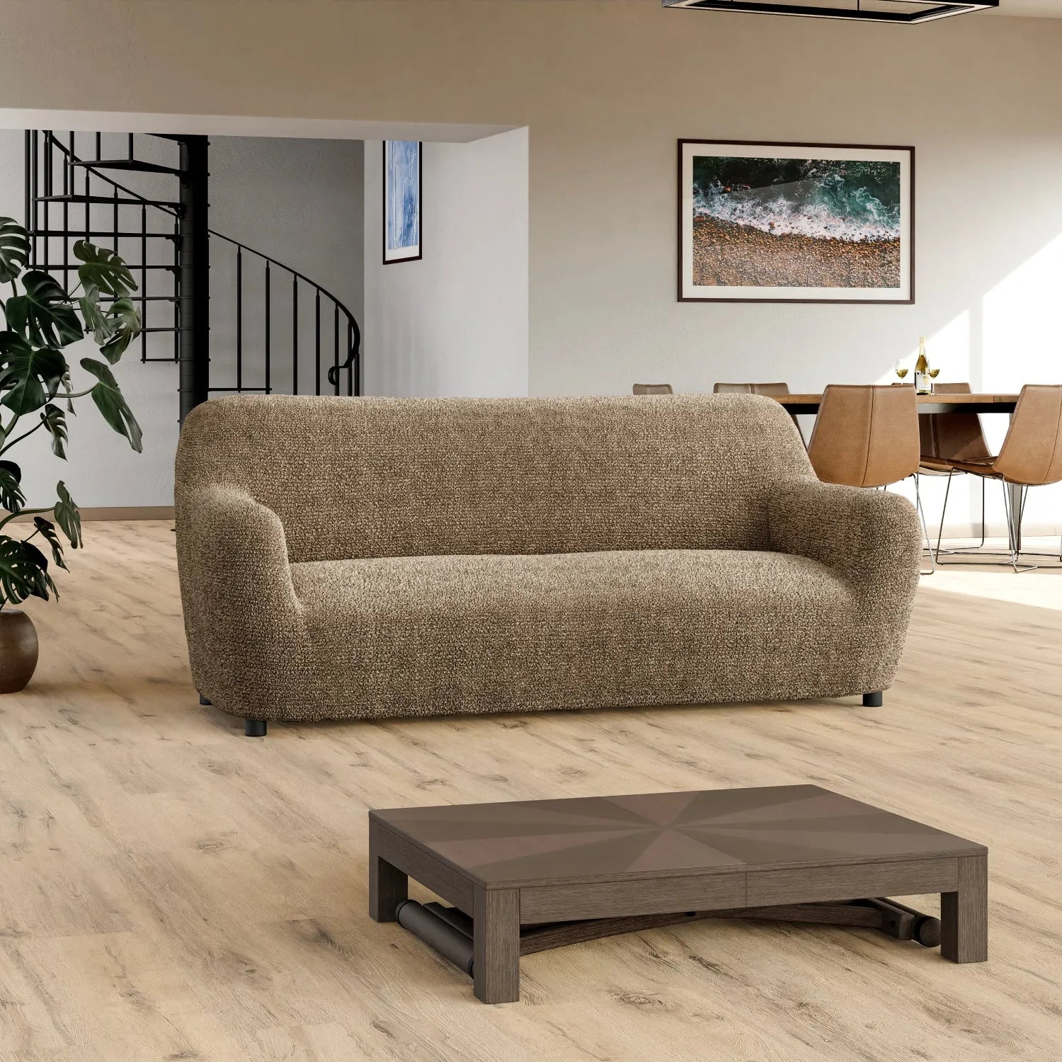 3 Seater Sofa Slipcover - Soft Microfiber Printed Fabric - Perfect for Living Room, Family Room & Home Decor