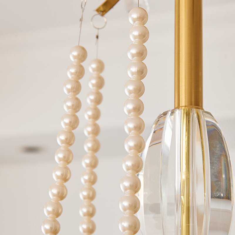 Elegant Evaria Crystal Pearl Chandelier - Modern Luxury Ceiling Light Fixture for Dining Room, Living Room, Bedroom & Wedding Decor