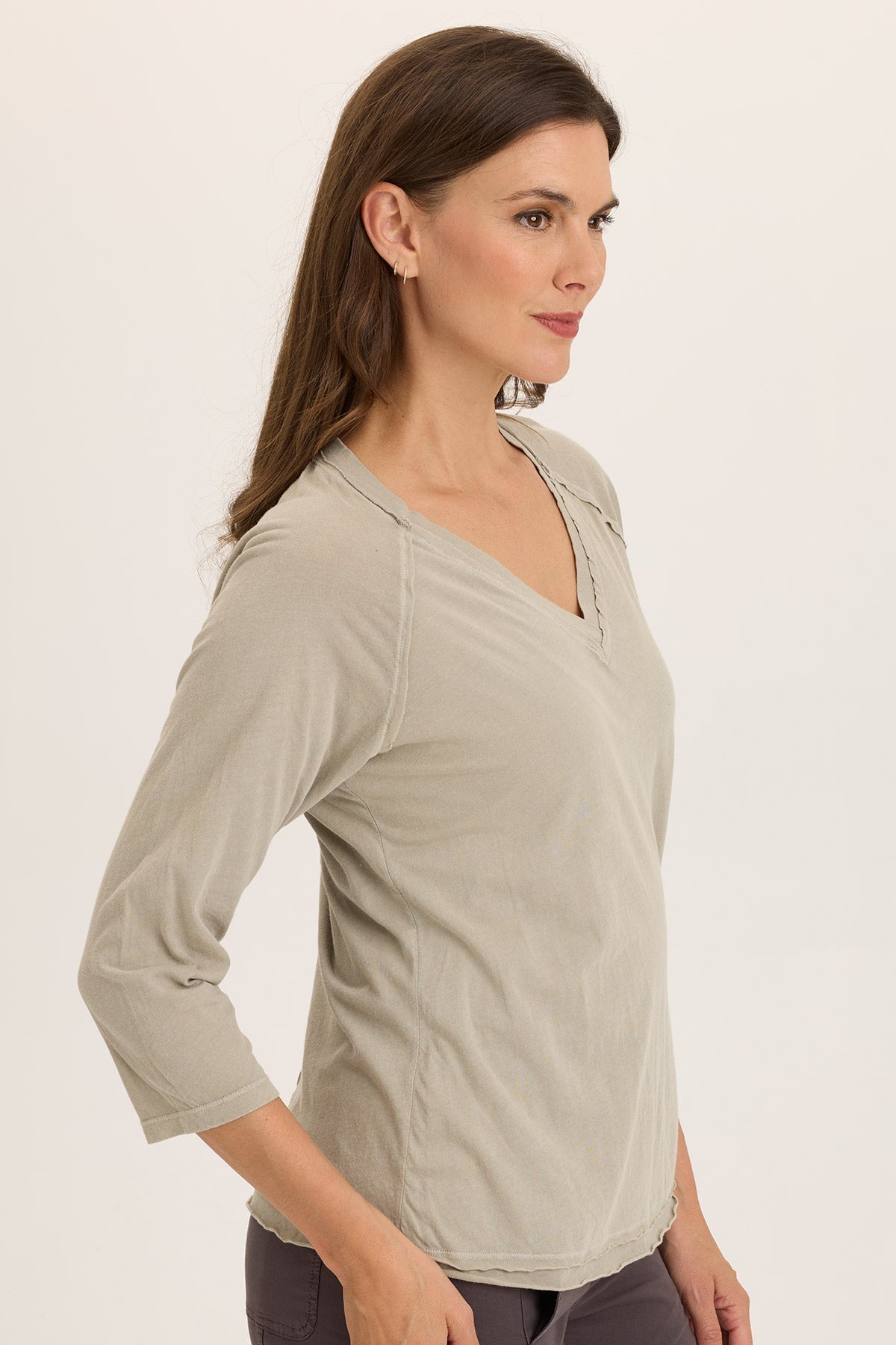 Maven Jersey 3/4 Sleeve V Neck Tee - Soft Cotton Women's T-Shirt for Casual Wear & Layering | Perfect for Everyday Outfits, Work & Weekend Looks