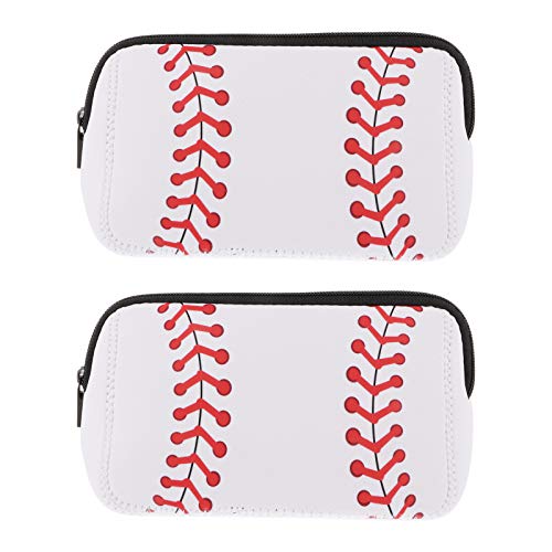 2-Pack Baseball Print Makeup Bags - Waterproof Travel Cosmetic Organizer with Zipper for Women & Teens - Perfect for Gym, School, and Vacation Essentials