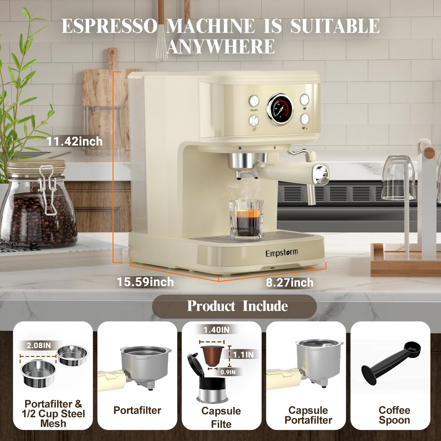 Professional 20 Bar Espresso Machine with Milk Frother - 2-in-1 Cappuccino & Latte Maker, Compatible with NS Original Capsules - Perfect for Home Brewing, Coffee Shops & Office Use