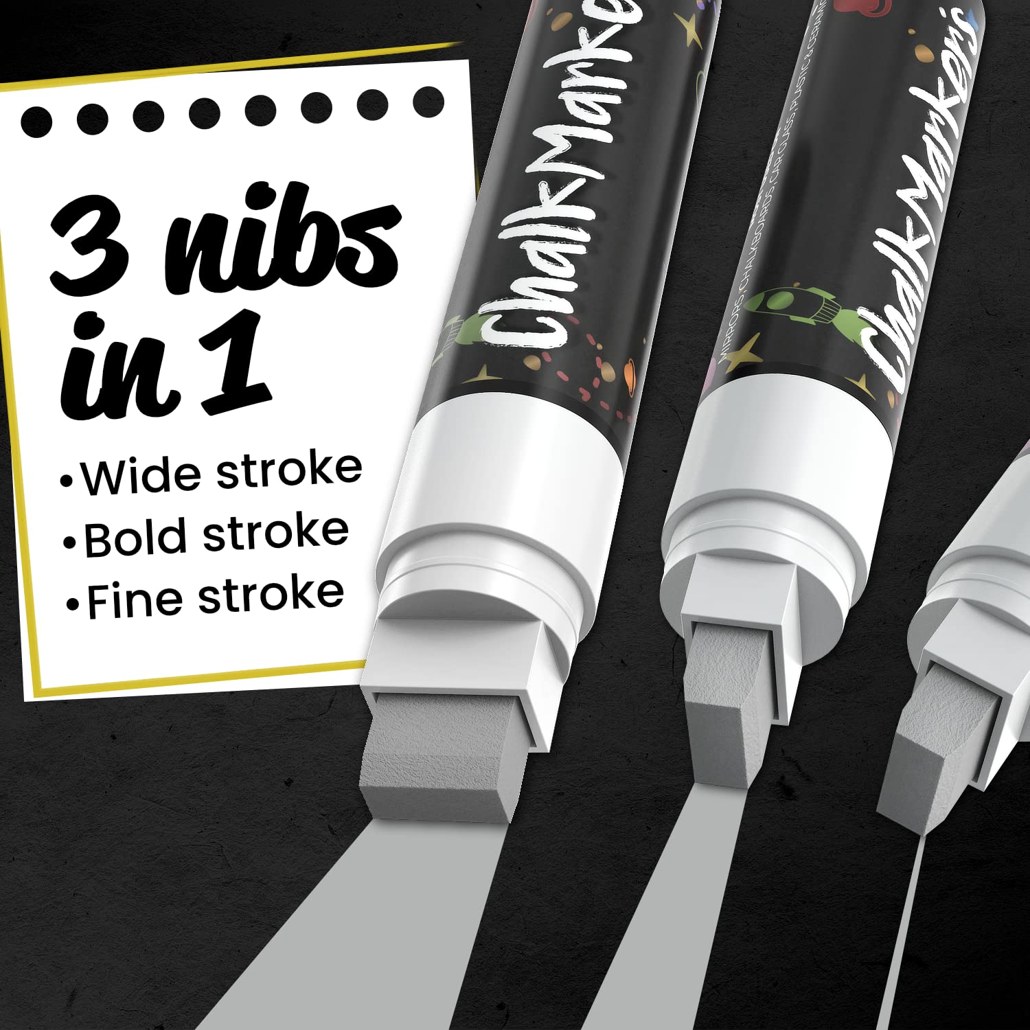 Metallic Liquid Chalk Markers (2 Pack) - Jumbo 15mm Tip Wet Wipe Erasable Pens for Blackboards, Chalkboard Signs, Bistro Menus & Car Windows - Perfect for Restaurants, Cafes, Retail Stores & DIY Home Decor
