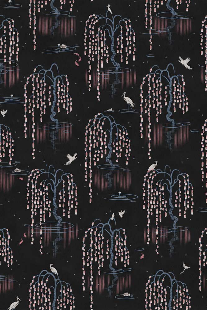 Divine Savages Kyoto Blossom Black Cherry Peel and Stick Wallpaper - Self-Adhesive Removable Wallpaper for Bedroom, Living Room, Nursery, and Home Decor